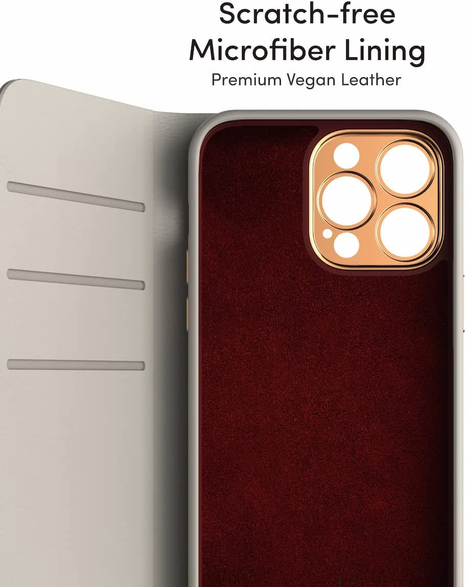 Moshi Overture Detachable Leather Wallet Case Compatible with Iphone 14 Pro, Flip Folio Case with 3 Card Holders Kickstand [Shockproof] Iphone Cover 6.1 Inch 2022, Magsafe Compatible (Serene Gray)  Moshi   