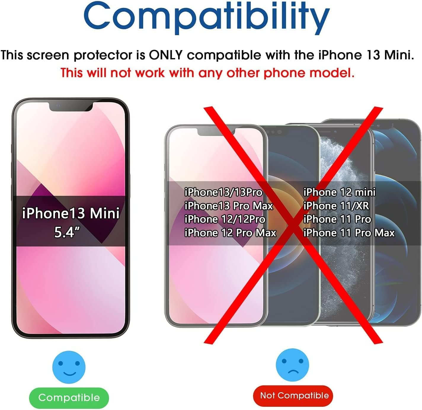 Amfilm Glass Screen Protector Compatible with Iphone 13 Mini 5.4" Display, 2021, with Easy Installation Tray - Case Friendly, Tempered Glass, 3 Pack  TechMatte   