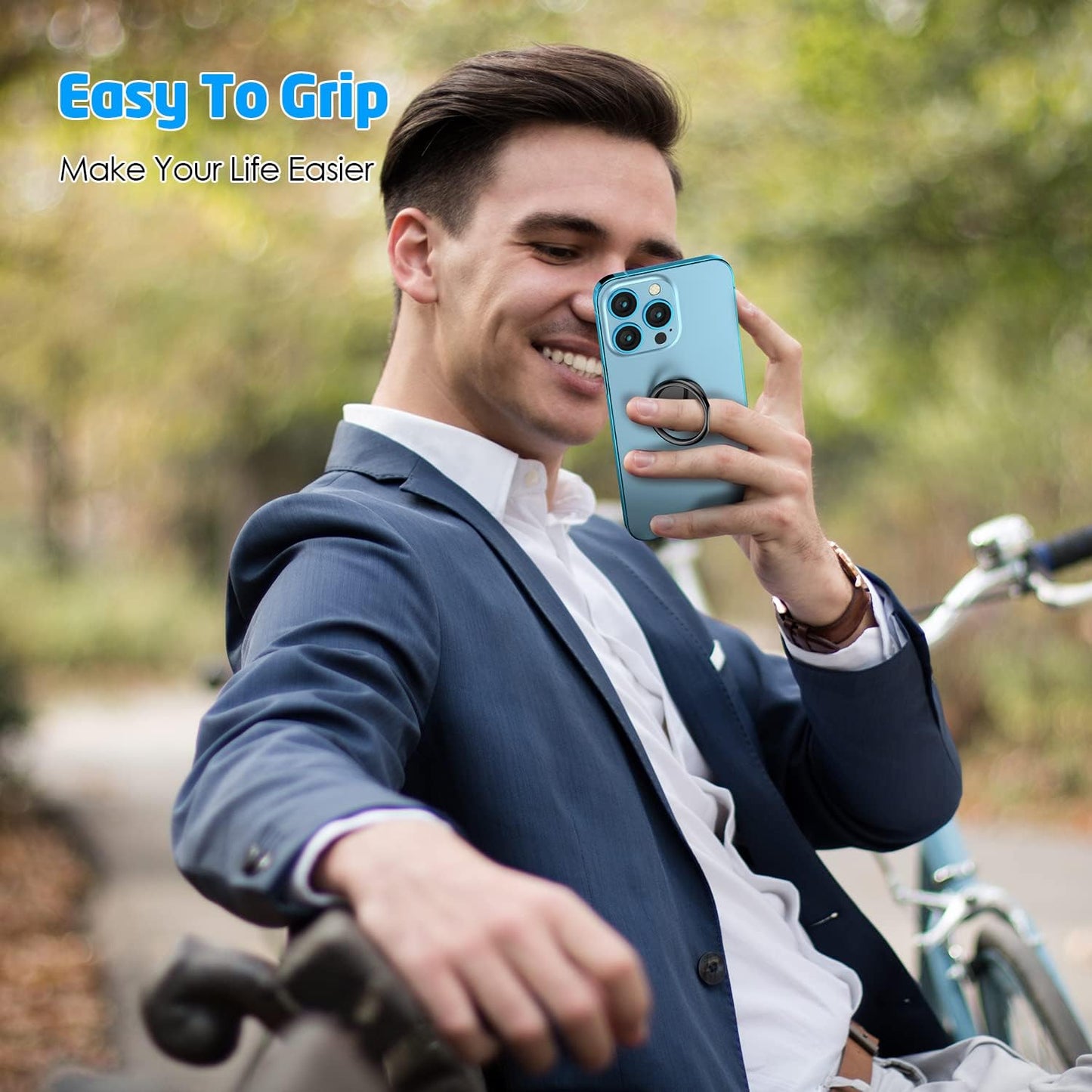 Wixgear (2 Pack) Phone Ring Holder, Universal Magnetic Cell Phone Finger Holder with Kickstand Phone Holder for Hand, Phone Ring Grip Works with Magnetic Car Mounts Compatible with All Phones (Black)  WixGear   