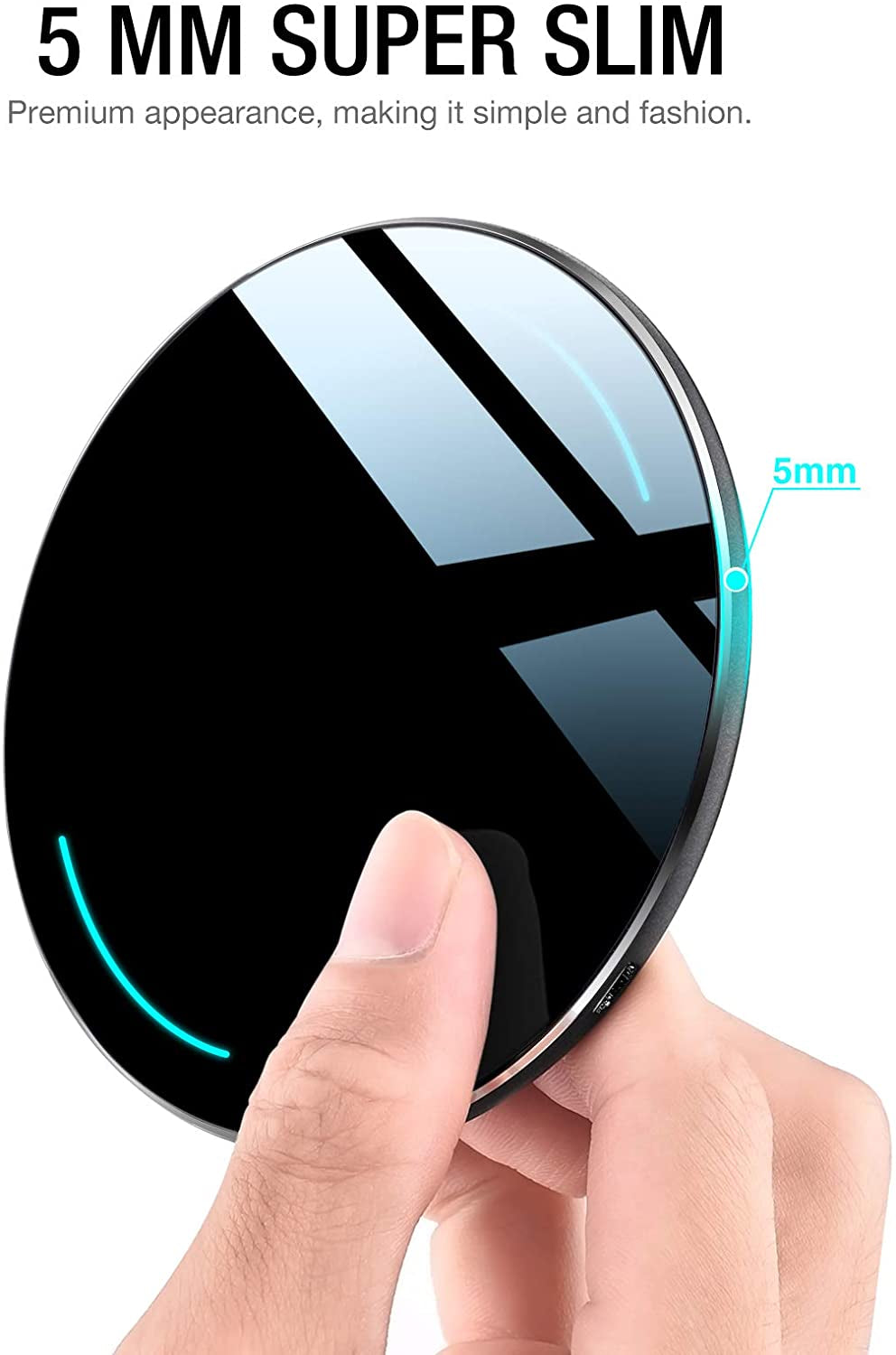 TOZO W1 Wireless Charger 10W Thin Aviation Aluminum Computer Numerical Control Technology Fast Charging Pad Black (NO AC Adapter)  TOZO   