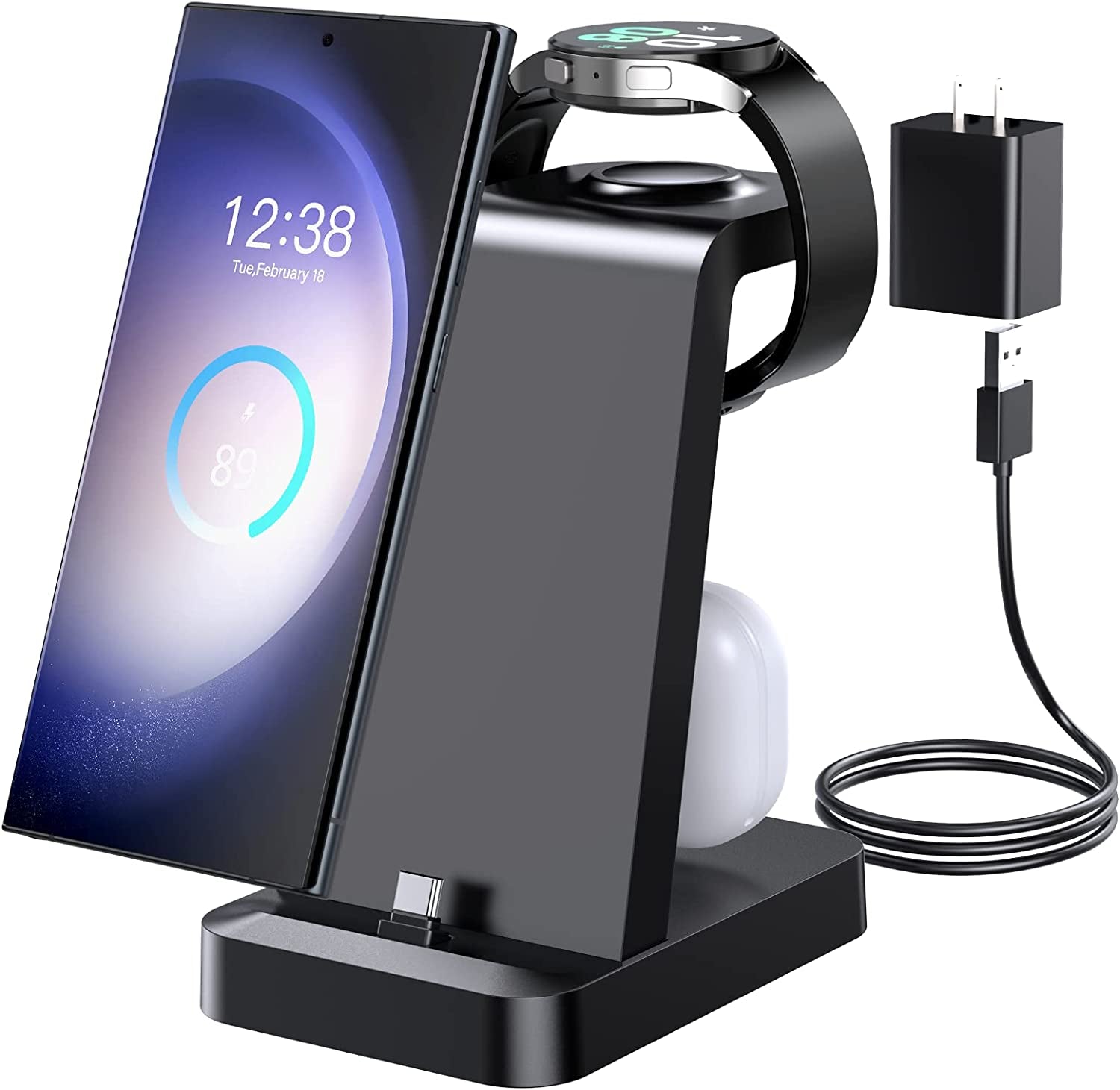 Charging Station for Samsung: 3 in 1 Fast Charger Station for Samsung S23 Ultra S22 S21 Note20 10 Z Flip Z Fold - Wireless Watch Charger for Galaxy Watch 5 Pro 4 3, Galaxy Buds Charging Dock Stand  SHENZHEN GTL TECHNOLOGY CO .,LTD   