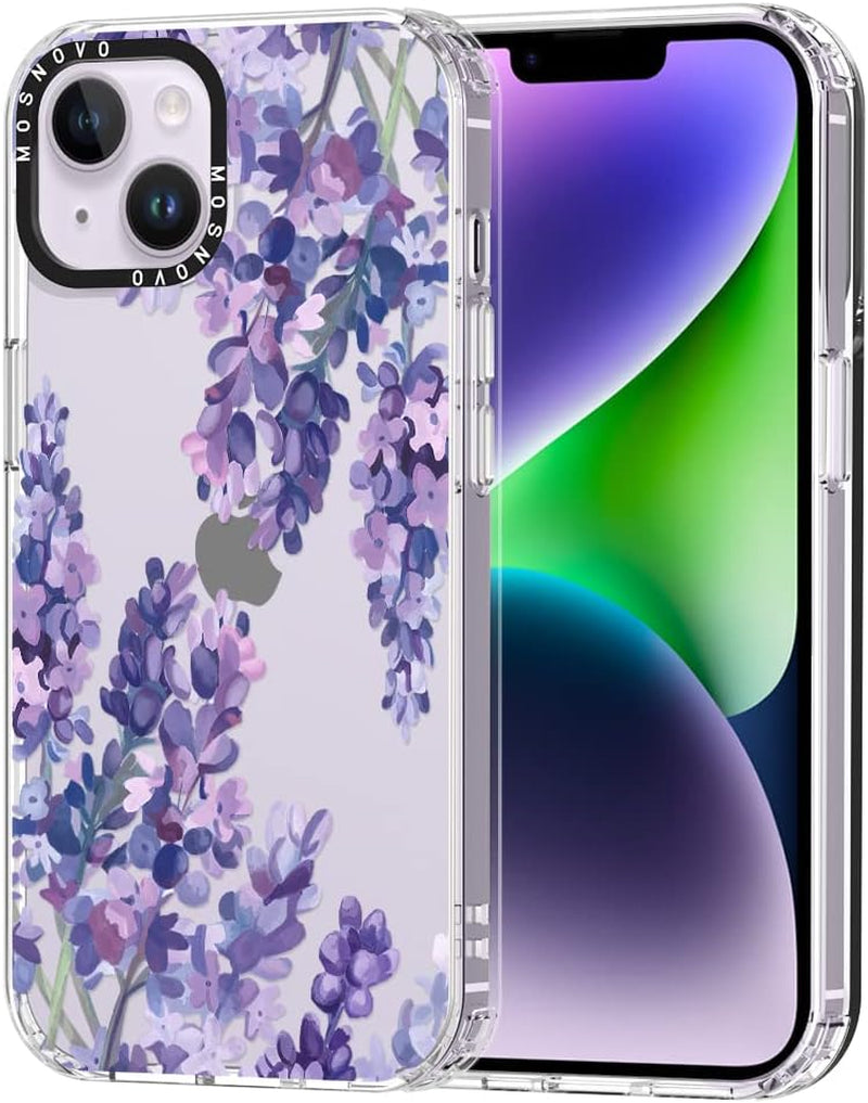 MOSNOVO Compatible with Iphone 14 plus Case, [Buffertech 6.6 Ft Drop Impact] [Anti Peel off Tech] Clear TPU Shockproof Bumper Phone Case Cover with Black Dragon Designed for Iphone 14 plus 6.7"  MOSNOVO Lavender  