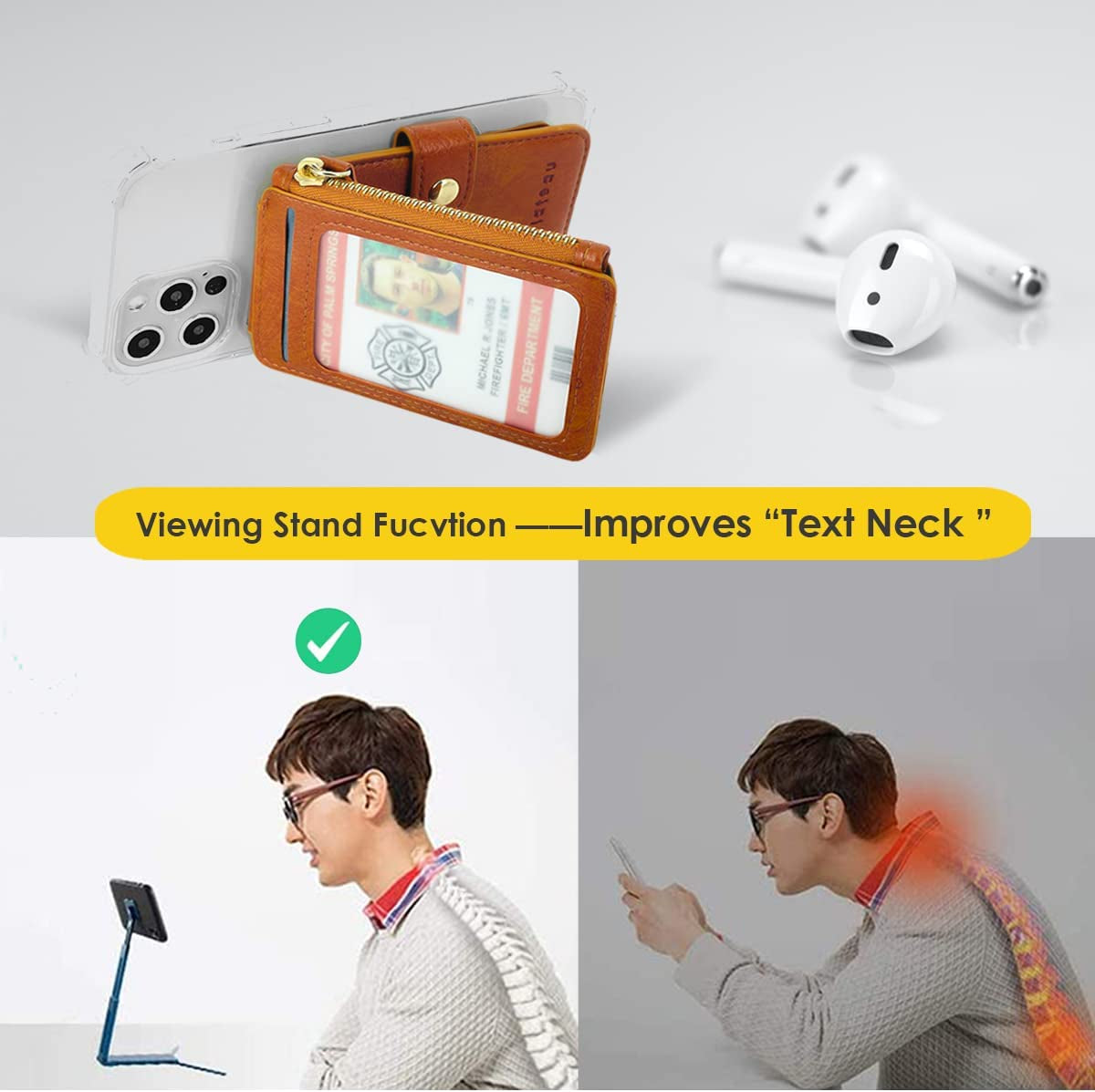 M-Plateau Phone Wallet Vegan Leather Magnetic Button Wallet for Men Have 6 Id Window Designed for Iphone 13 Pro Max,Google Pixel, Galaxy Attachment 3M Adhesive Sticker (Brown)  M-Plateau   