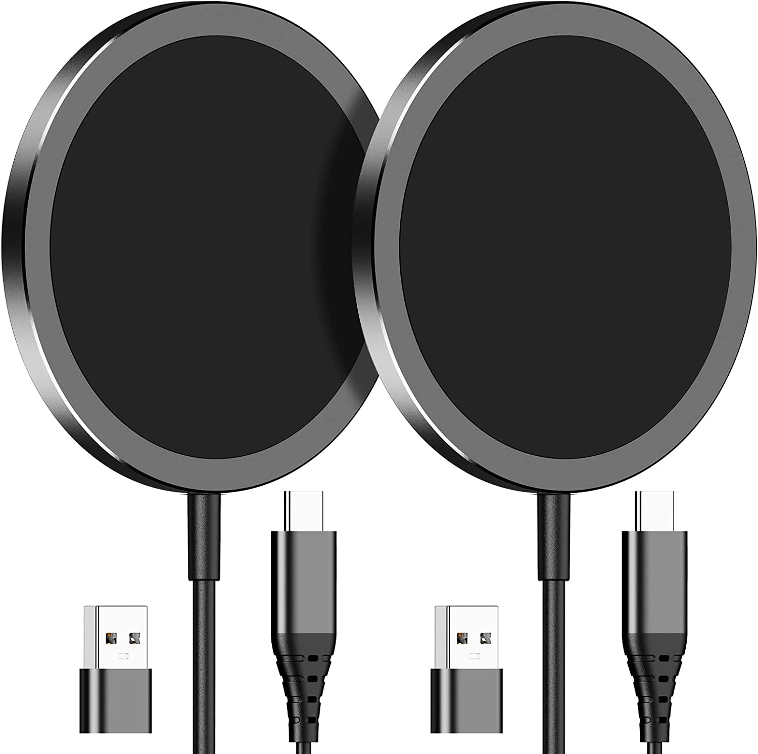 2 Pack Magnetic Wireless Charger Compatible with Magsafe Charger for Iphone 14 Pro Max/14 Plus/Iphone 13 Pro Max/13 Mini/Iphone 12, Magnetic Wireless Charging Pad for Airpods 3/2/Pro,Mag Safe Charger  YW100A   