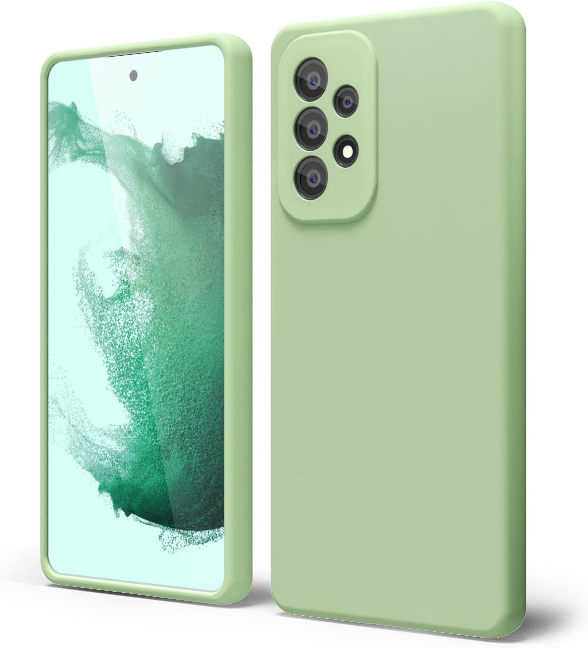 Oakxco for Samsung Galaxy A53 Phone Case Liquid Silicone, Cute Thin Slim Soft Rubber TPU Plain Smooth Gel Cover for Women Girl, Matte Solid Protective & Shockproof, Black  oakxco Sage Green A53 