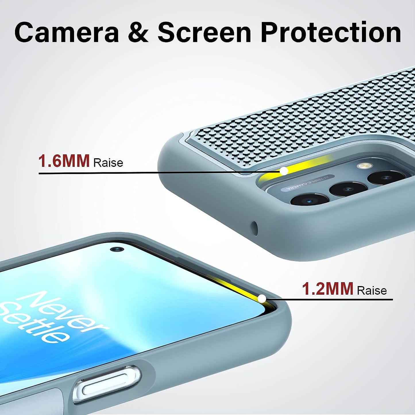 NTZW for Oneplus Nord N200 5G Case: Heavy Duty Shockproof Protective Phone Case [2 Tempered Glass Screen Protector] Anti-Slip Textured Hard Cover + Soft Silicone Rubber Bumper Teal  yanshichuang   