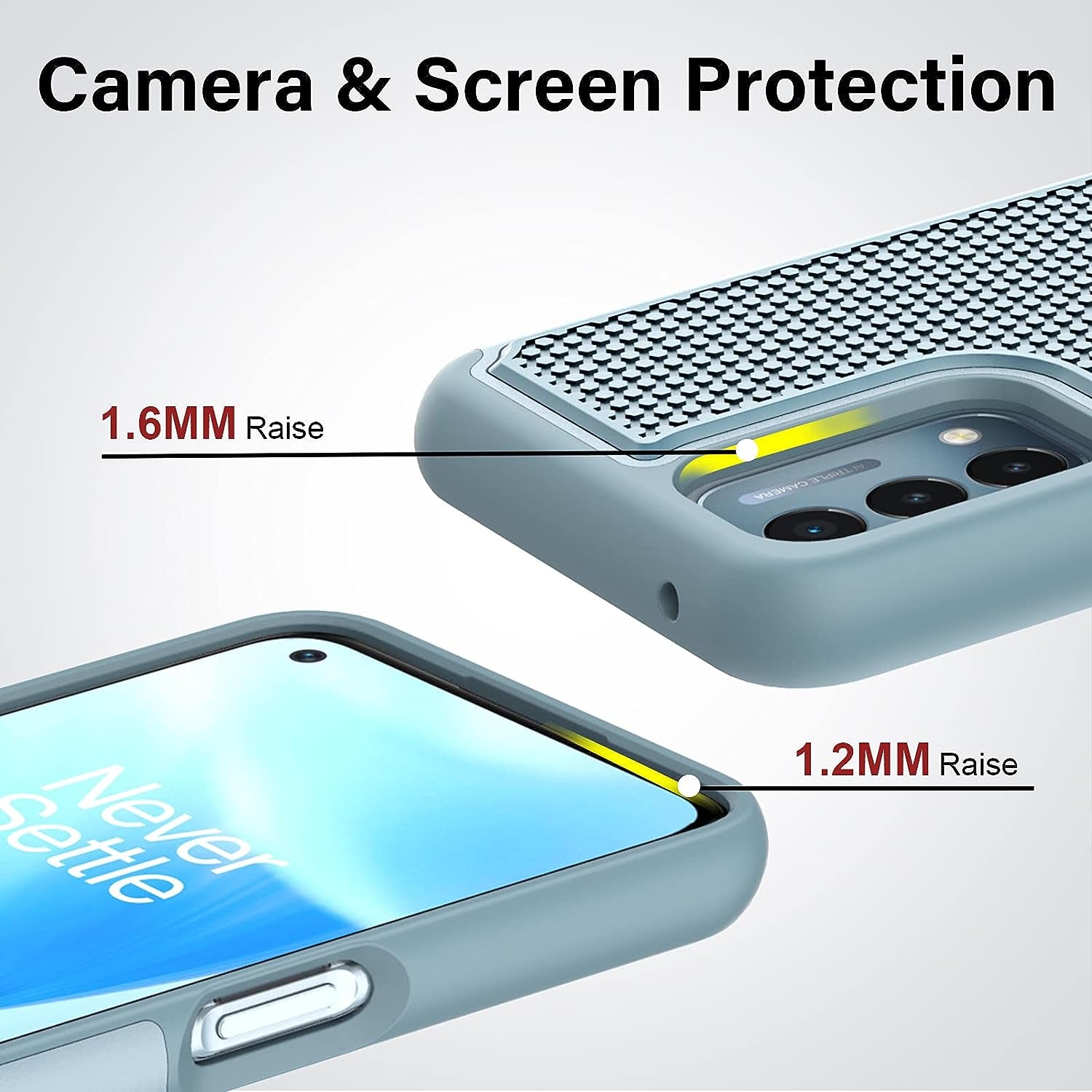 NTZW for Oneplus Nord N200 5G Case: Heavy Duty Shockproof Protective Phone Case [2 Tempered Glass Screen Protector] Anti-Slip Textured Hard Cover + Soft Silicone Rubber Bumper Teal  yanshichuang   