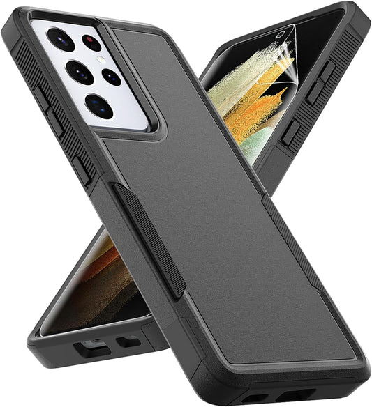 For Samsung Galaxy S21 Ultra Case: Dual Layer Protective Heavy Duty Cell Phone Cover Shockproof Rugged with Screen Protector - Military Protection Bumper Tough - Samsung Galaxy S21 Ultra 5G, Black  Jinxian Co., Ltd.   