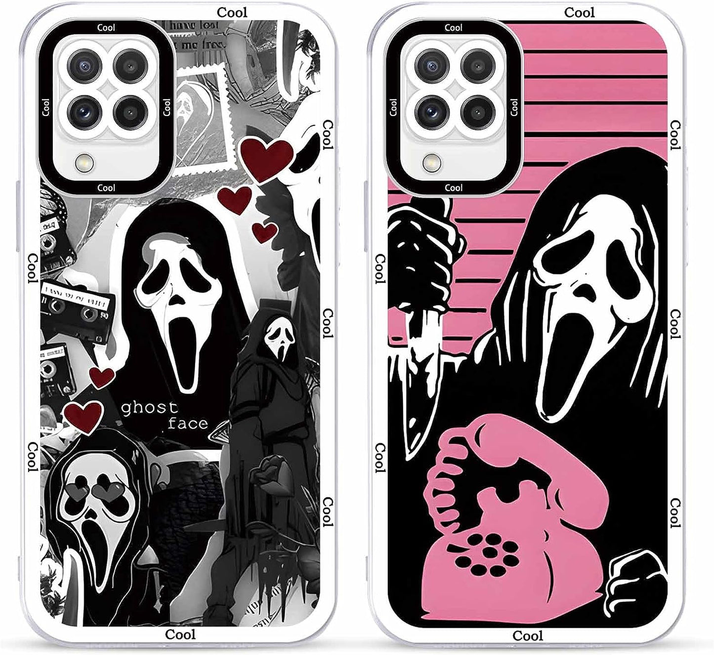 2 × Phone Case for Samsung Galaxy S20/S11E Case Clear 6.2",Scream Horror Movie Printed, Cute Skull Pattern Design Transparent Cases for Women Men Girls, Soft TPU Funda for Samsung S20/S11E,Ghost Face  DZY US Samsung Galaxy A22 (4G)  