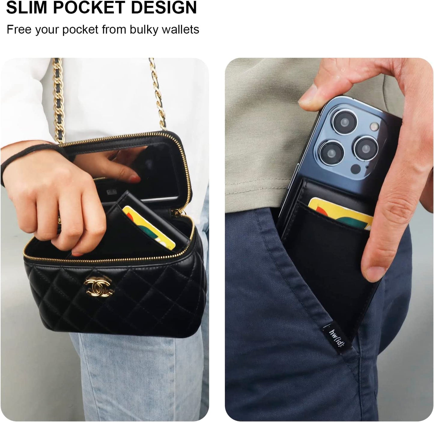 KIHUWEY for Magsafe Wallet Card Holder with Magnetic, Mag Safe Leather Detachable Kickstand RFID Wallet for Iphone 14 Pro Max/14 Pro/14/14 Plus/13 Pro Max/13 Pro/13/12 Pro Max/12 Pro/12 (Black)  KIHUWEY   