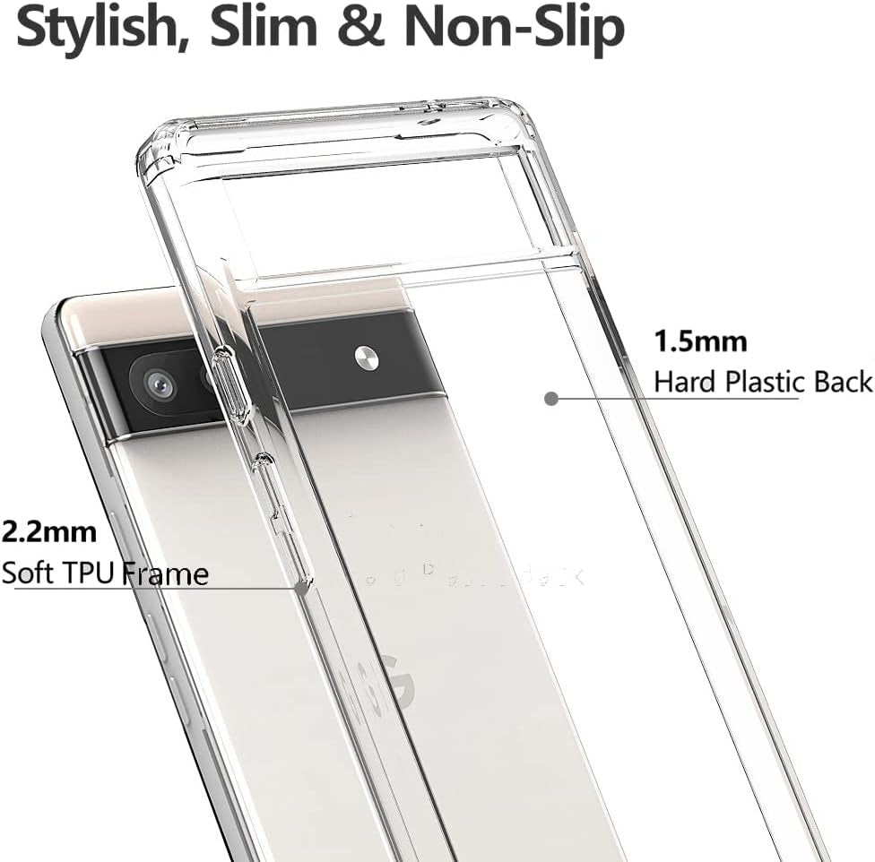 Niopiee for Google Pixel 6A Case Crystal Clear Hard Slim Case Hybrid Shockproof Bumper with Tempered Glass Screen Protector Full Body Anti-Yellow Anti-Scratch Phone Protective Cover  NIOPIEE   