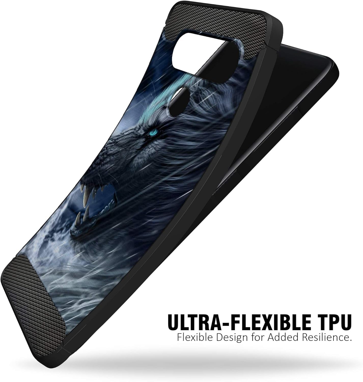 Casesondeck Slim Case Compatible with [LG G8 Thinq/Lg G8] Thin Scratch Preventing TPU, Matte Finish Carbon Fiber Texture Edges (Artic Wolf)  CasesonDeck   