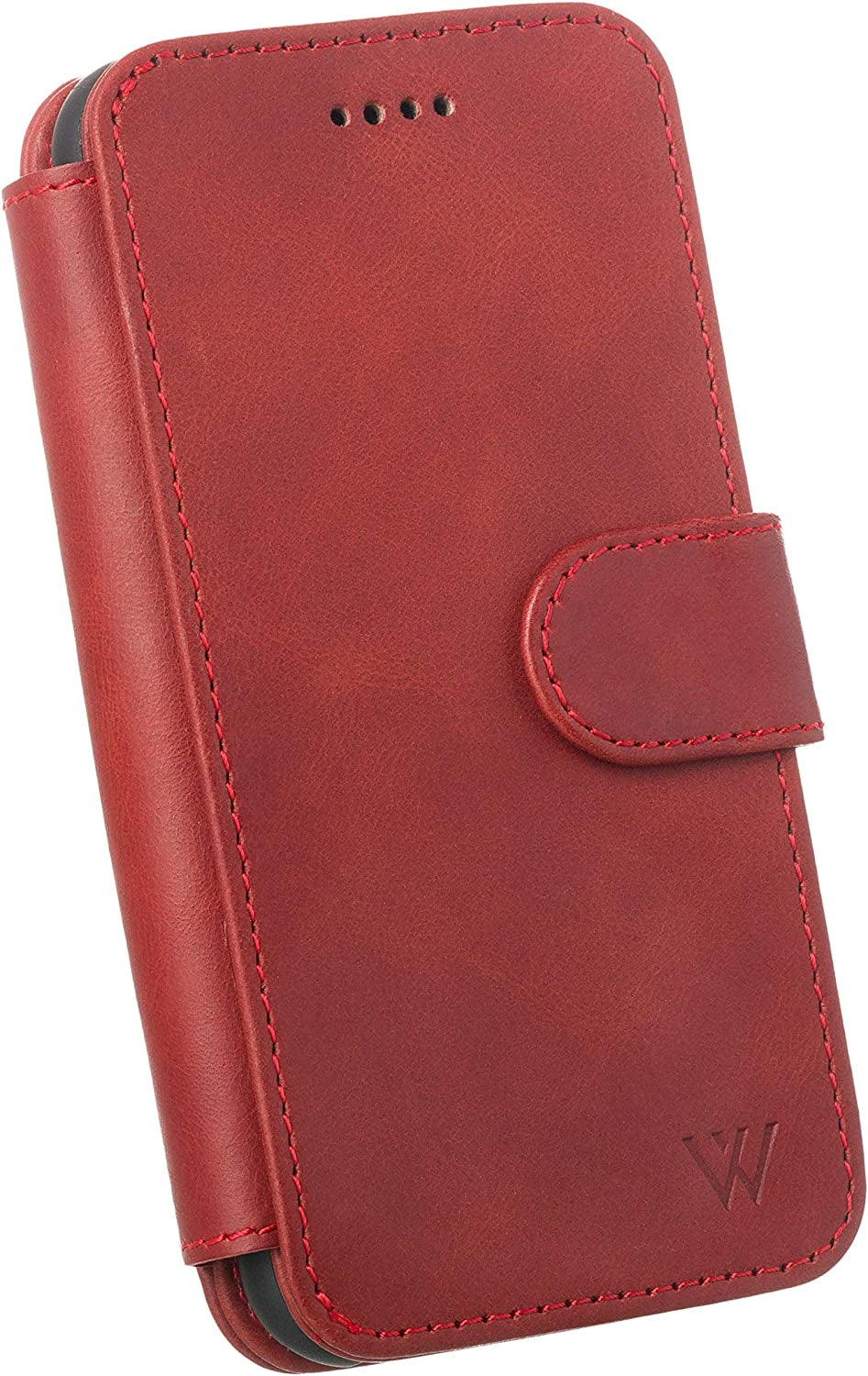 Wilken Iphone 14 Pro Max Leather Wallet Case with Detachable Magnetic Phone Case | Compatible with Magsafe and All Wireless Charging Accessories | Leather Magnetic Wallet Case (14 Pro Max, Brown)  W WILKEN Red 12 Pro 