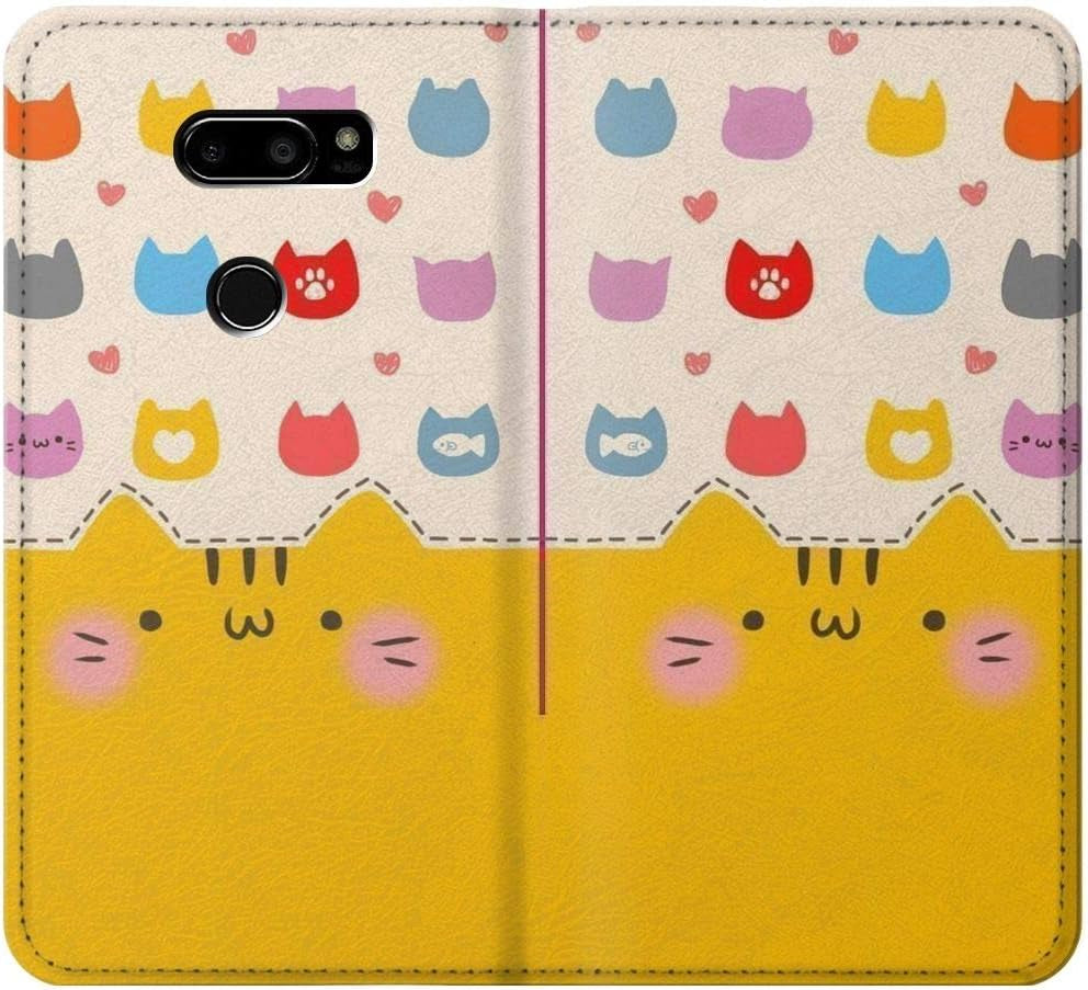 RW2442 Cute Cat Cartoon Funny PU Leather Flip Case Cover for LG V30, LG V30 Plus, LG V30S Thinq, LG V35, LG V35 Thinq  jjphonecase   