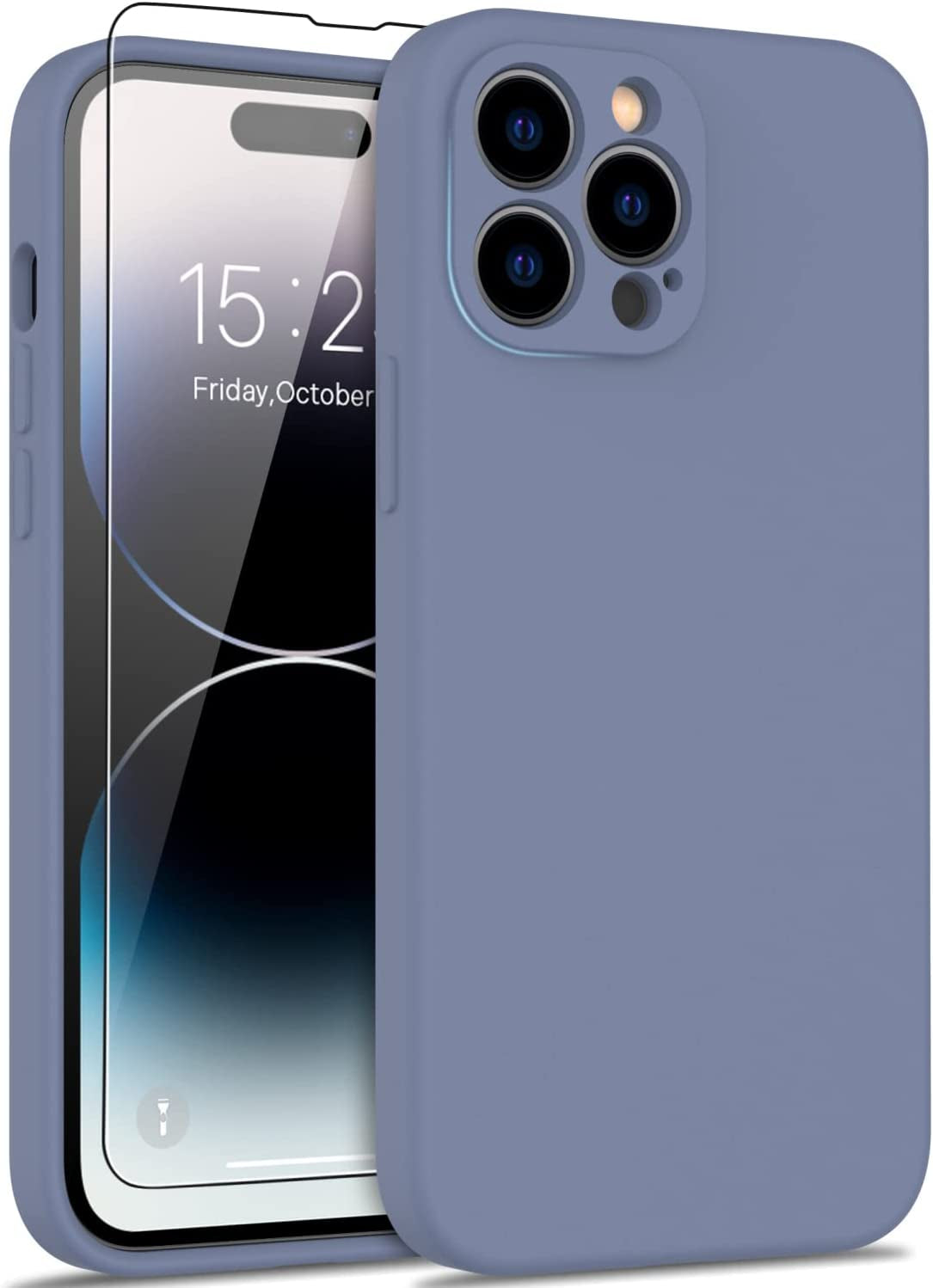 DEENAKIN Iphone 14 Pro Max Max Case with Screen Protector,Enhanced Camera Cover,16Ft Drop Tested Soft Silicone Gel Rubber,Slim Protective Phone Case for Iphone 14 Pro Max Max 6.7" Ash Grey  DEENAKIN   