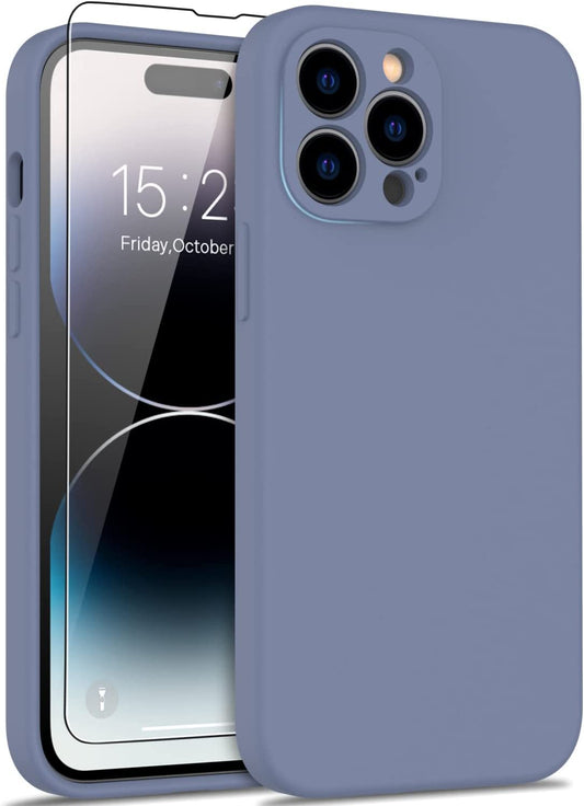 DEENAKIN Iphone 14 Pro Max Max Case with Screen Protector,Enhanced Camera Cover,16Ft Drop Tested Soft Silicone Gel Rubber,Slim Protective Phone Case for Iphone 14 Pro Max Max 6.7" Ash Grey  DEENAKIN   