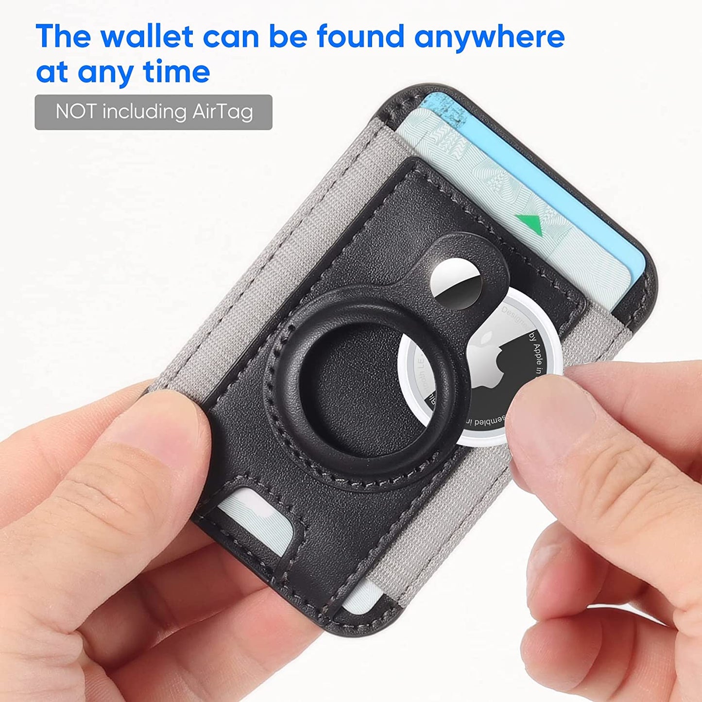 Magsafe Wallet with Airtag Holder, Magnetic Card Holder for Phone Case Compatible with Iphone 14/13/12 Mag-Safe Series, Leather Magnetic Phone Wallet Can Hold up to 7 Cards （Black）  ExtreLife   