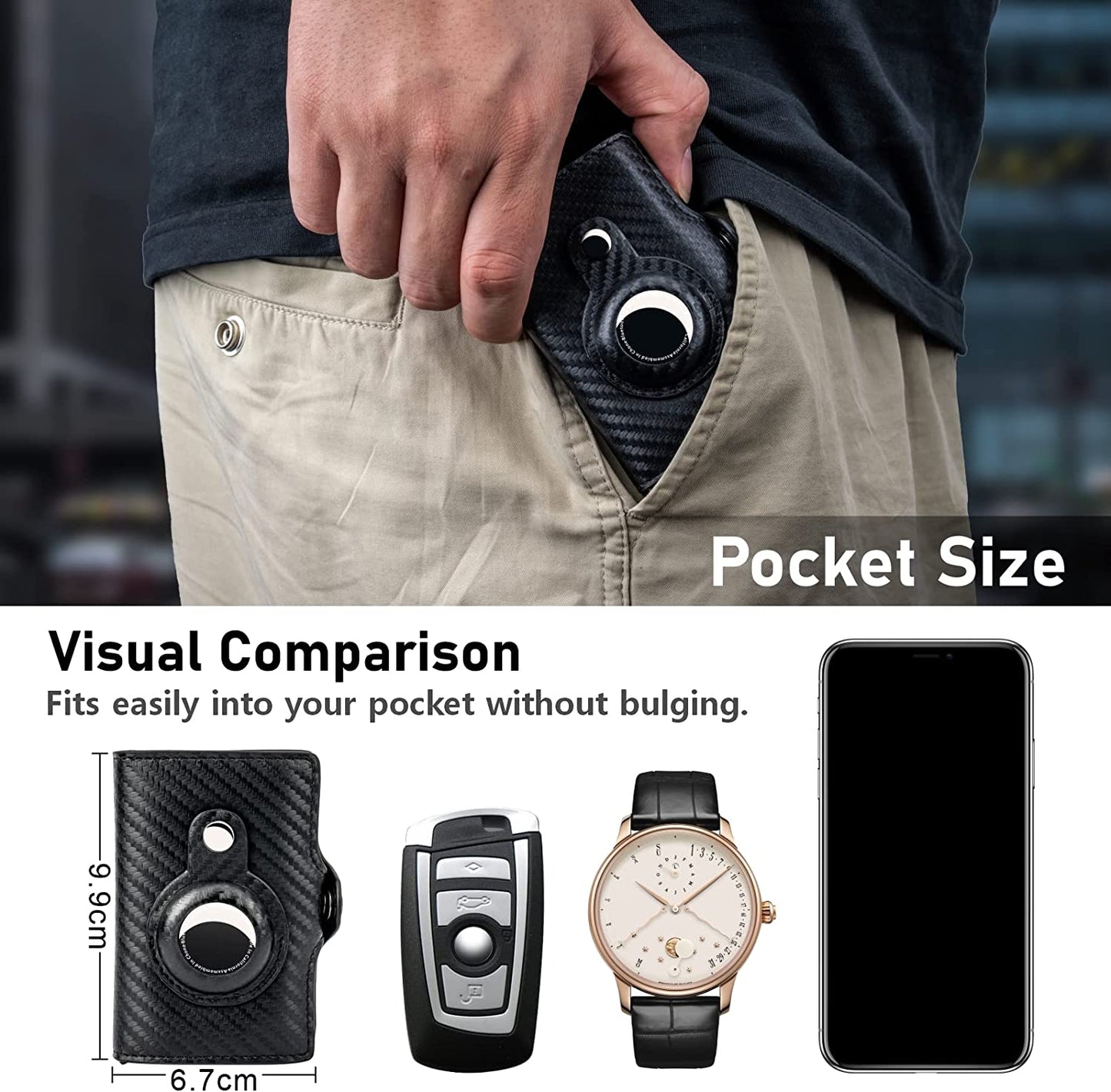 HAMOPY Airtag Wallet, Leather Credit Card Holder with Airtag Slot, Slim Smart Wallet for Men with Coin Pocket, Mens Pop up Wallet Pocket Wallet with Rfid Blocking Tech, Black  HAMOPY   