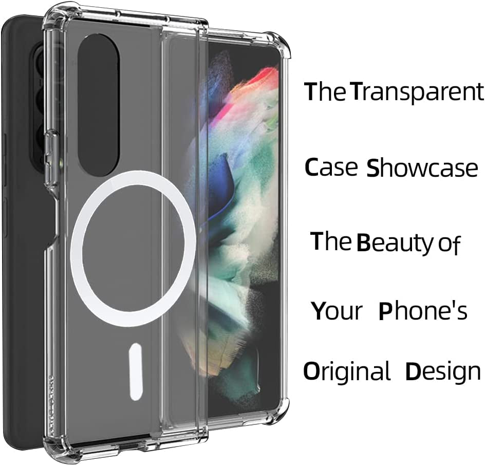 Ioifour for Samsung Galaxy Z Fold 3 Magnetic Clear Case, Compatible with Wireless Charger and Magsafe Card Wallet, Simplistic Transparent Shockproof and Drop-Proof Case  ioiFour   