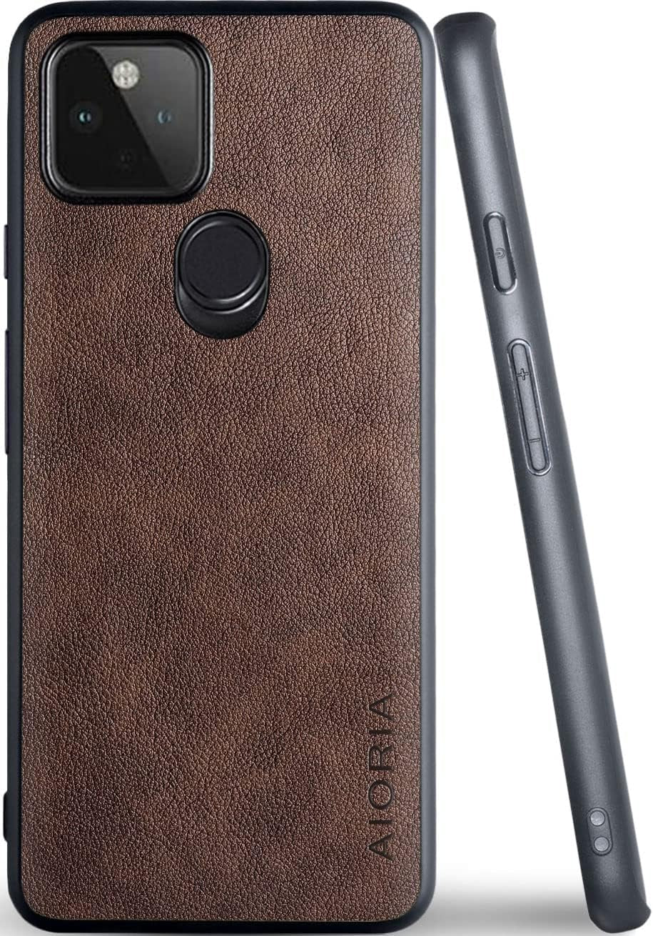 For Google Pixel 4A 5G Case, 6.2 Inch Premium PU Leather Phone Cover Retro Design Full Protective Case for Google Pixel 4A 5G (Coffee)  AIORIA   