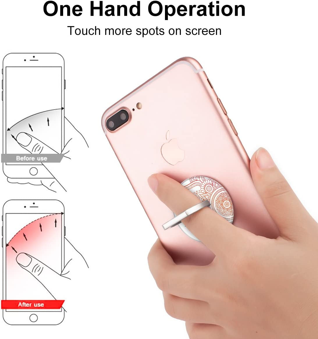 BF2JK Three Pack Cell Phone Ring Holder, 360°Rotation Finger Ring Stand Grip for Smartphones,Tablets,Pads (Mandala Flower)  BF2Jk   