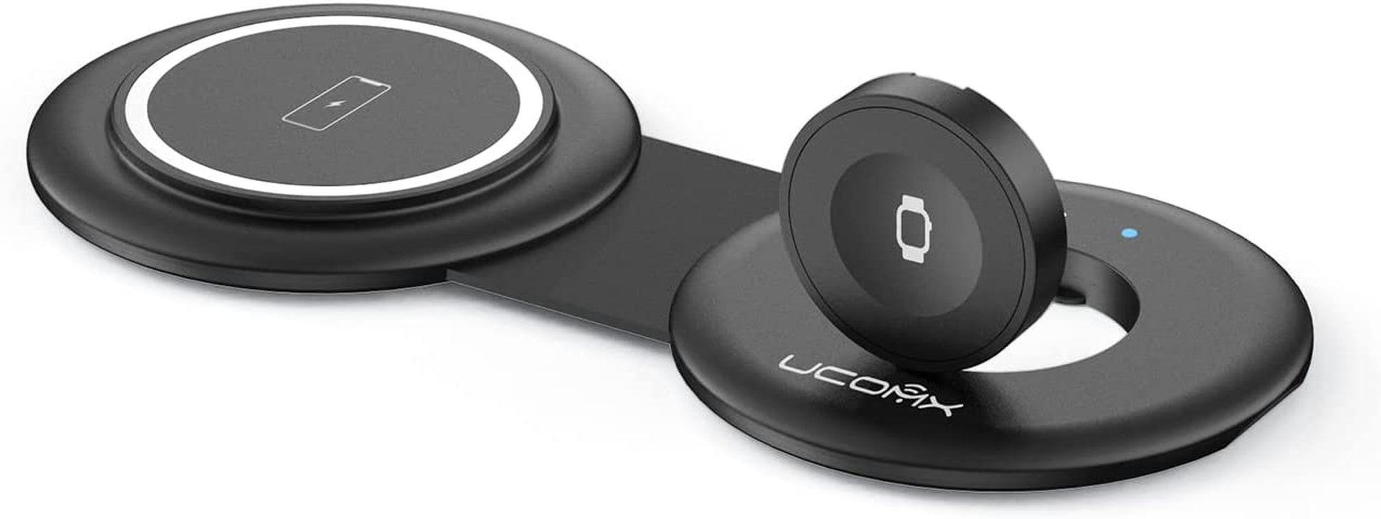 UCOMX Nano Mini Magnetic 2 in 1 Wireless Charger,Fellow Traveler Wireless Folding Charging Station,Compatible for Iphone 12/13/14 Pro Max,Airpods Pro,Iwatch Ultra,Travel Charger for Multiple Devices  DongGuanShi WeizhiChuang Technology Co., Ltd Black  
