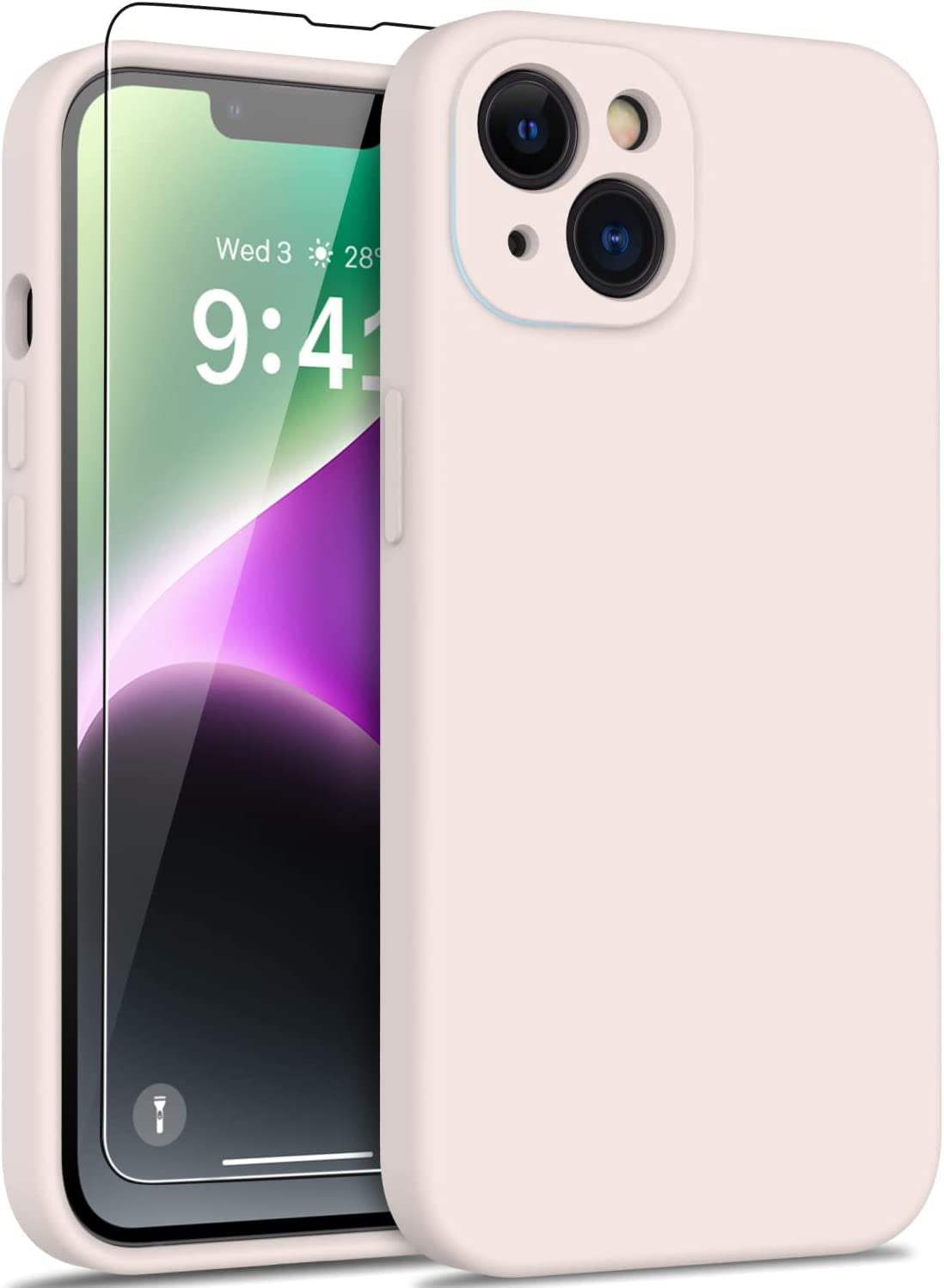 DEENAKIN Iphone 14 Case with Screen Protector,Enhanced Camera Cover,Passing 16Ft Drop Tested Soft Silicone Gel Rubber,Slim Fit Protective Phone Case for Iphone 14 6.1" Black  DEENAKIN Pinky White  