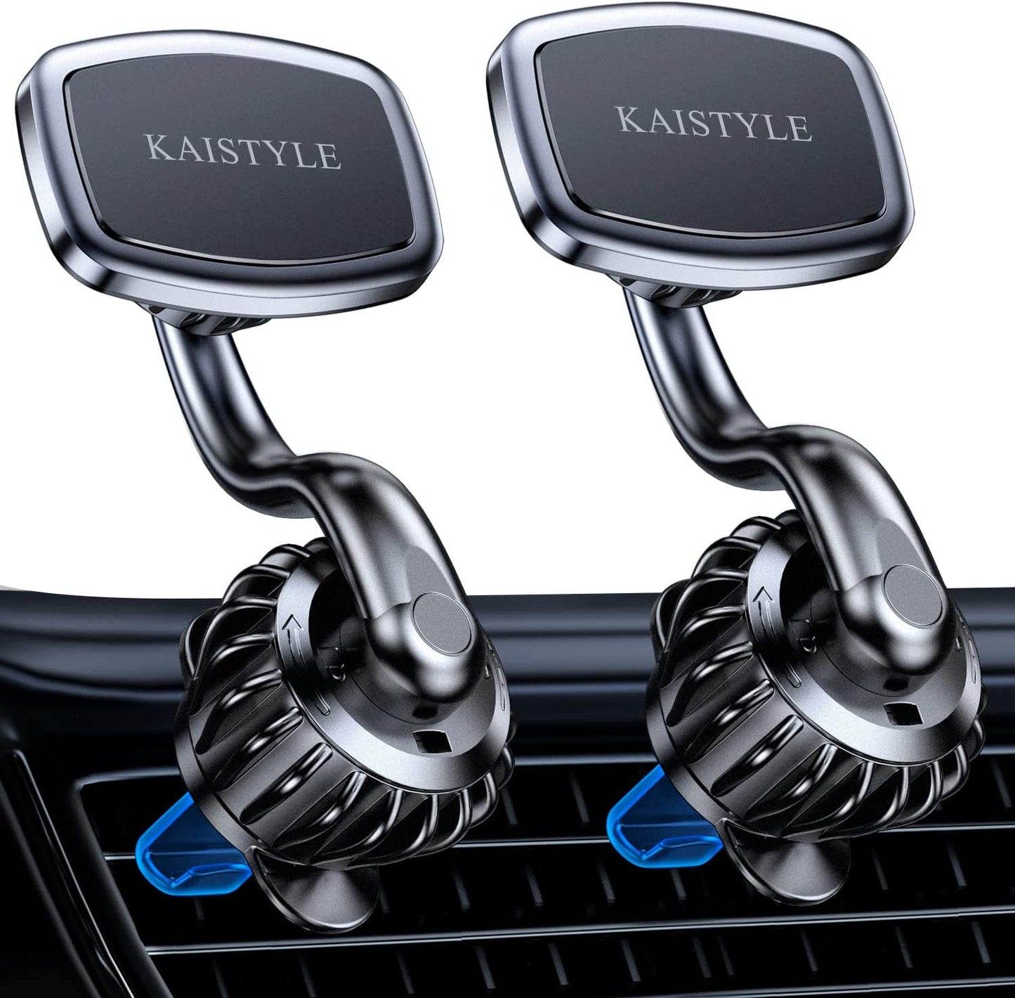 【2-PACK】 Magnetic Phone Holder for Car Vent,【Upgraded Clip】Car Vent Magnetic Phone Mount, 【Strong Magnet 】【 360° Rotation 】Magnetic Air Vent Phone Bracket for Car Fits Iphone Samsung, Etc Cell Phone  Kaistyle   