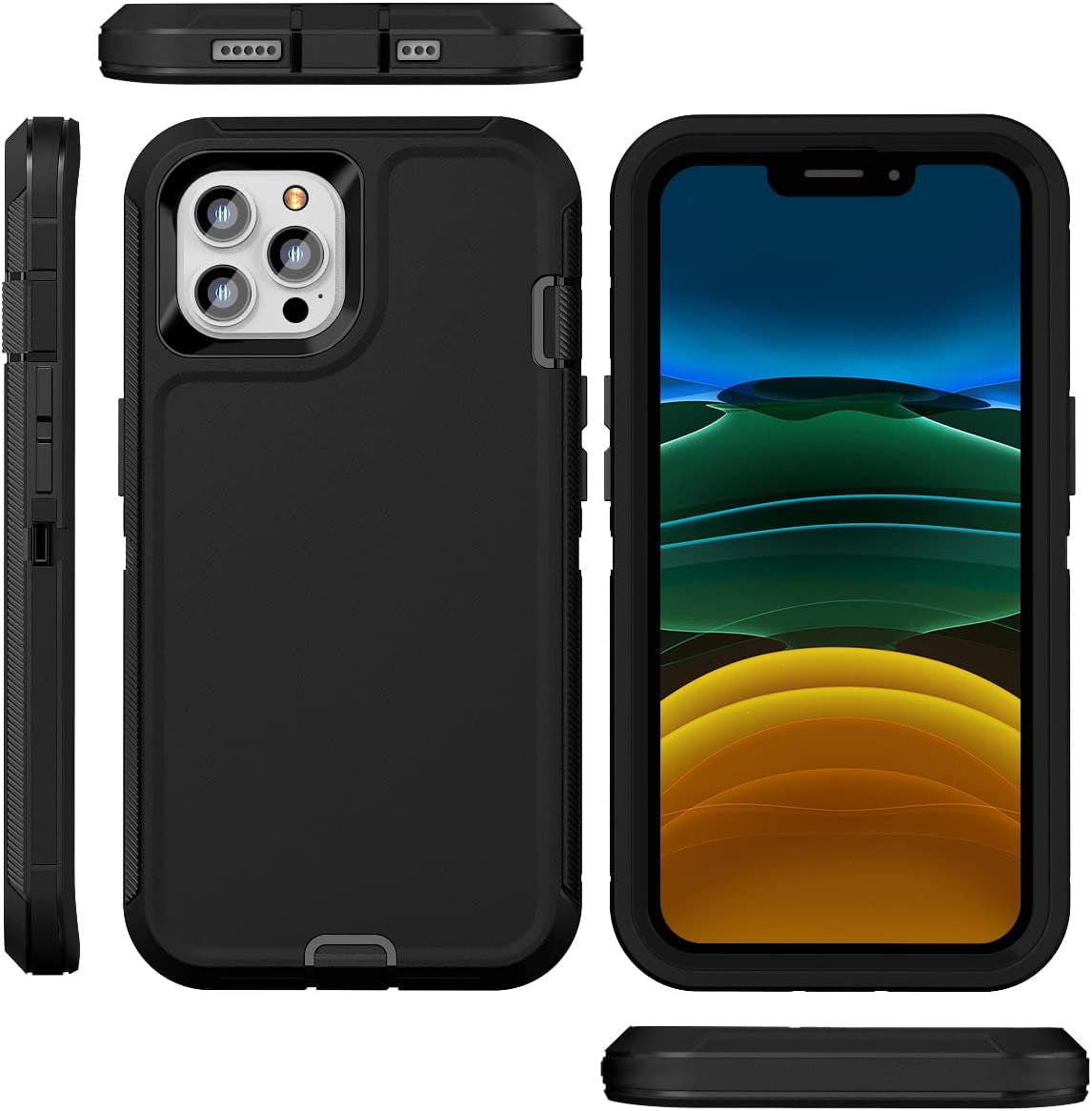 FEIYAR HOME Design for Iphone 11 Pro Max Case with 2 X Tempered Glass Screen Protector, Military Grade Full Body Drop Protective Shockproof Heavy Duty Case for Iphone 11 Pro Max 6.5 Inch (Black)  FEIYAR HOME   