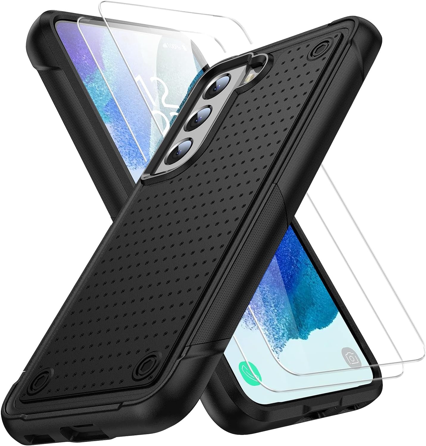 AYMECL for Samsung Galaxy S21 plus Case, S21 plus Case with Self Healing Flexible TPU Screen Protector[2 Pack], Military Grade Dual-Layer Heavy Duty Protection Case for Galaxy S21 plus 5G-Black  AYMECL   