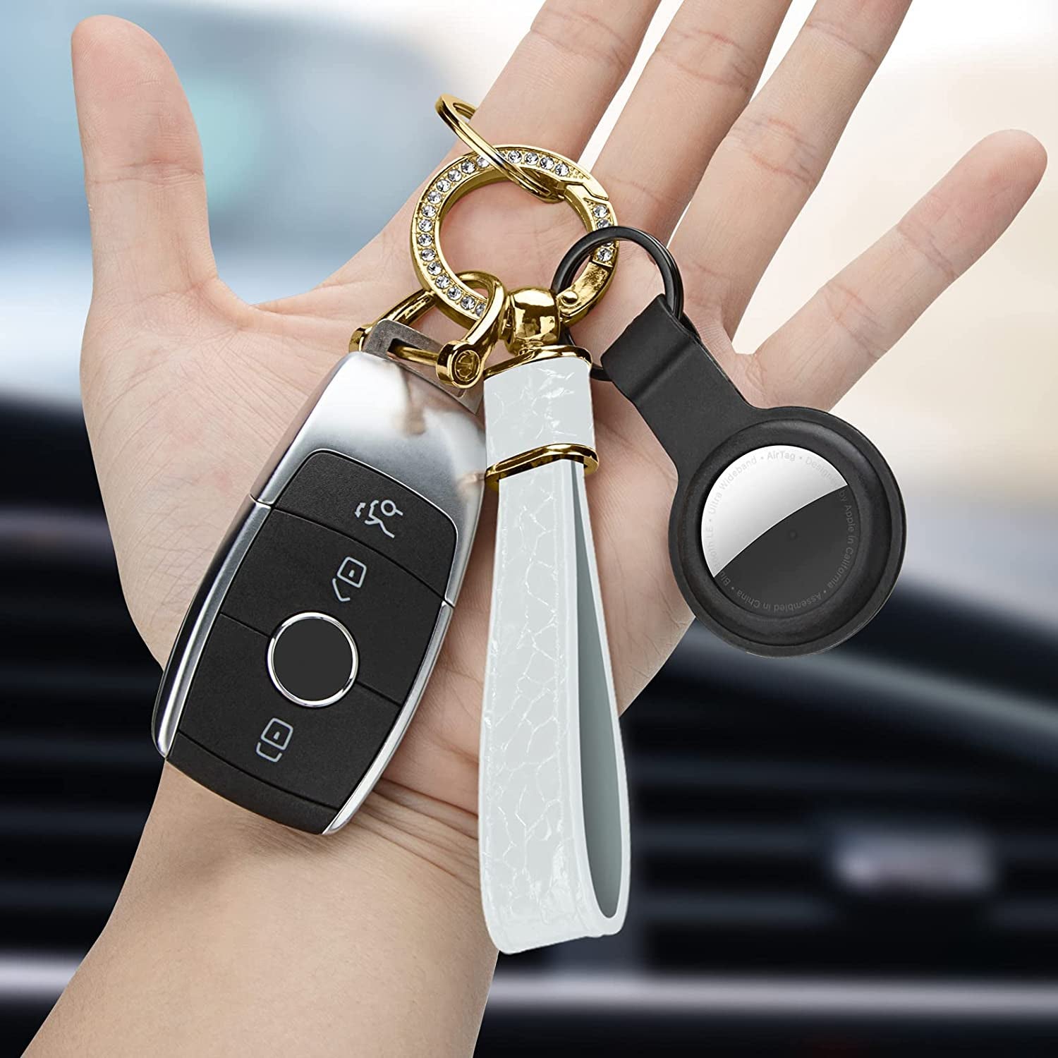 ZUOYOUZ Car Keychain with Airtag Case, Universal Fob Keychain Accessories, Key Chain Holder as Christmas Gift for Women, Men  ZUOYOUZ   