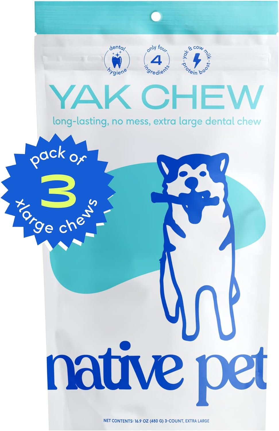 Native Pet Yak Chews (3 Medium Chews)  Native Pet X-Large (Pack Of 3)  