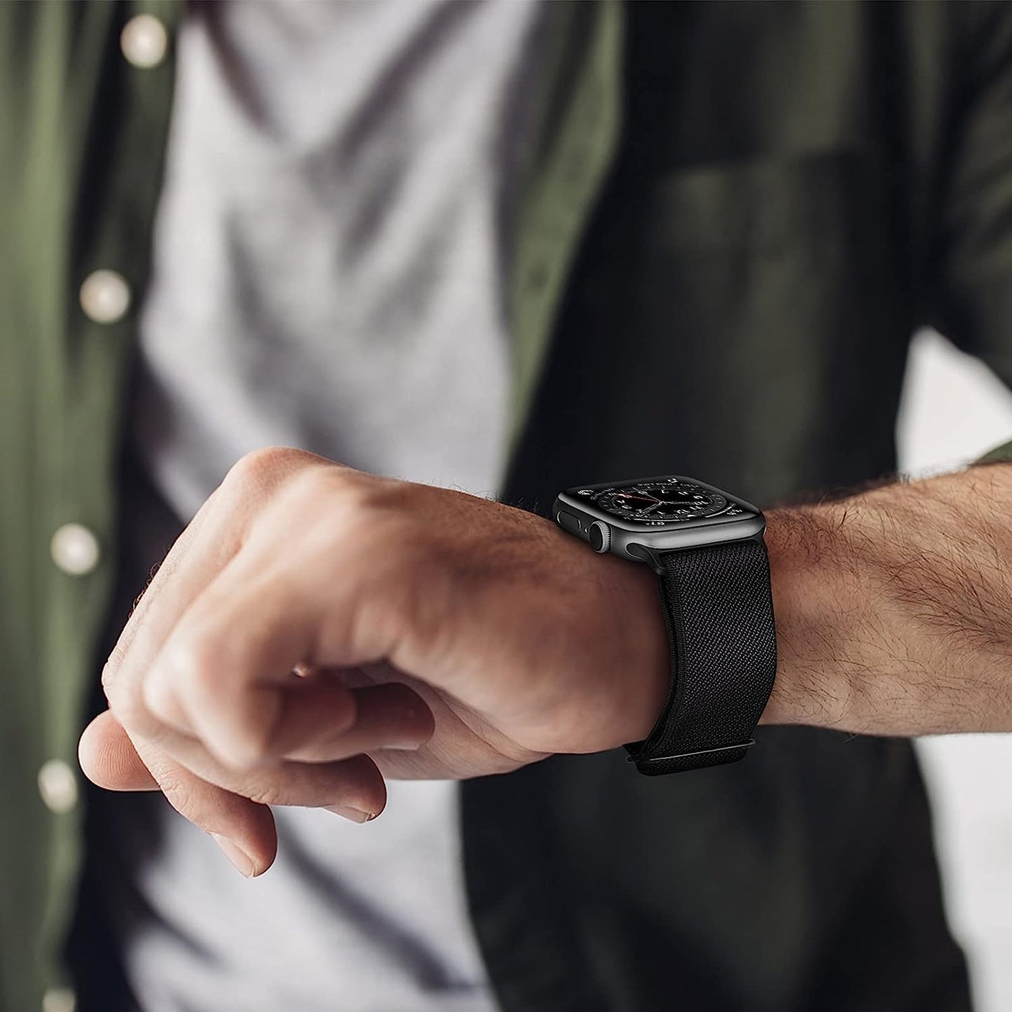 Fintie 2 Pack Stretchy Nylon Solo Loop Bands Compatible with Apple Watch 38Mm 40Mm 41Mm Iwatch Ultra SE2 SE Series 8 7 6 5 4 3 2 1, Adjustable Elastic Band Replacement Wristband Strap  Fintie   