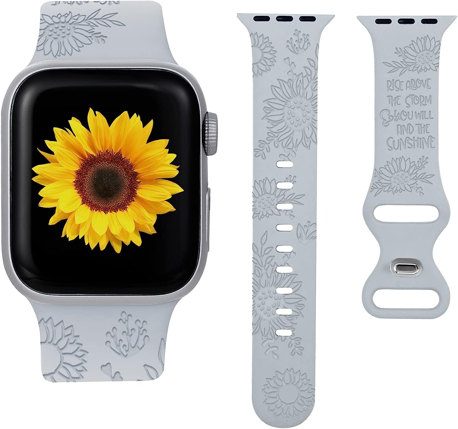 Compatible with Apple Watch Bands 38Mm 40Mm 41Mm 42Mm 44Mm 45Mm,Unique Flower Engraved Watch Band for Iwatch Series 7 6 5 4 3 2 1 SE Women Men  HZDK Gray 42mm/44mm/45mm 