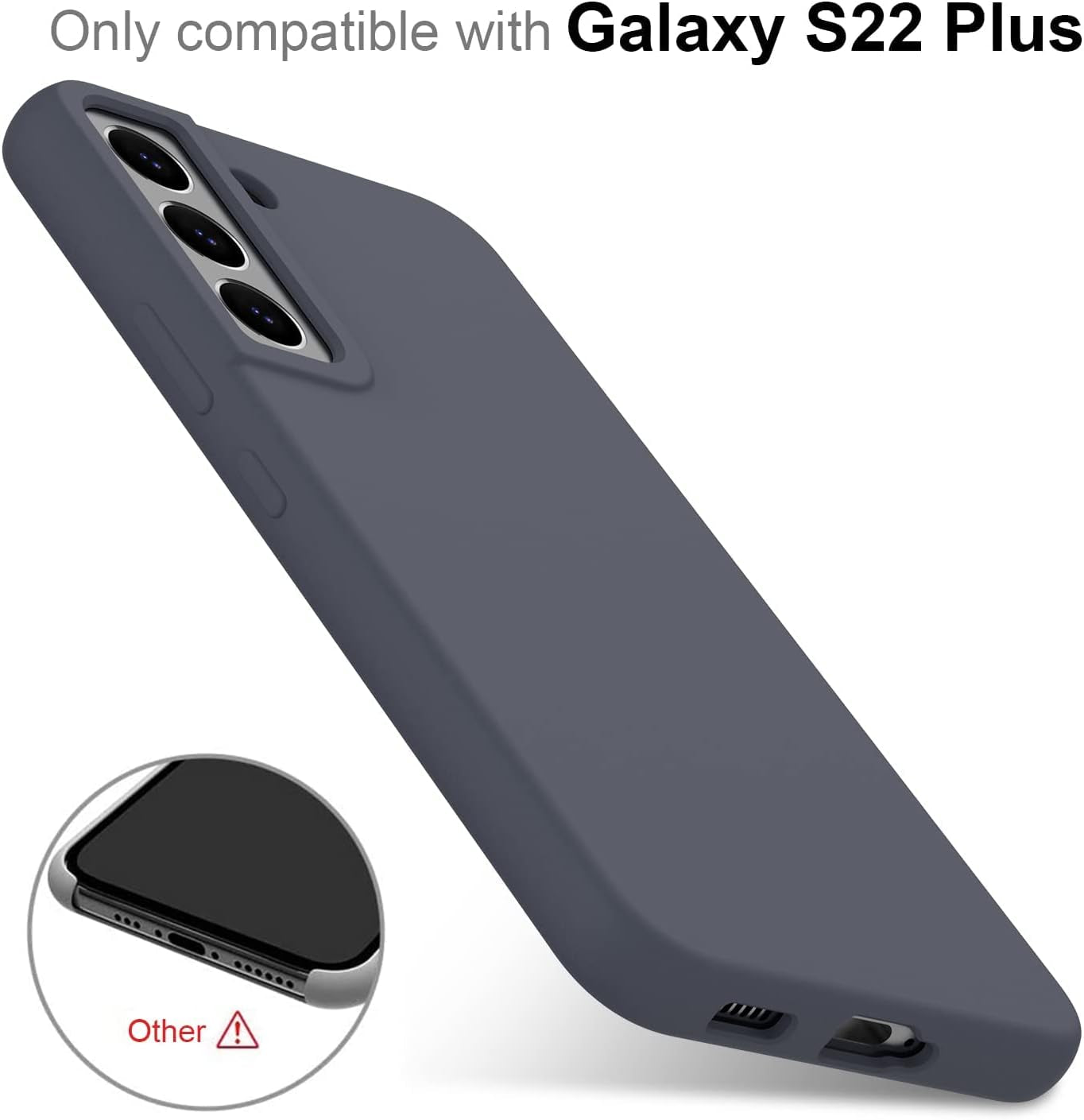 DEENAKIN for Samsung Galaxy S22 plus Case Silicone,Silky Smooth Flexible Gel Rubber Bumper Cover with Soft Microfiber Lining Slim Fit Protective Phone Case for Samsung Galaxy S22 plus Dark Grey  DEENAKIN   