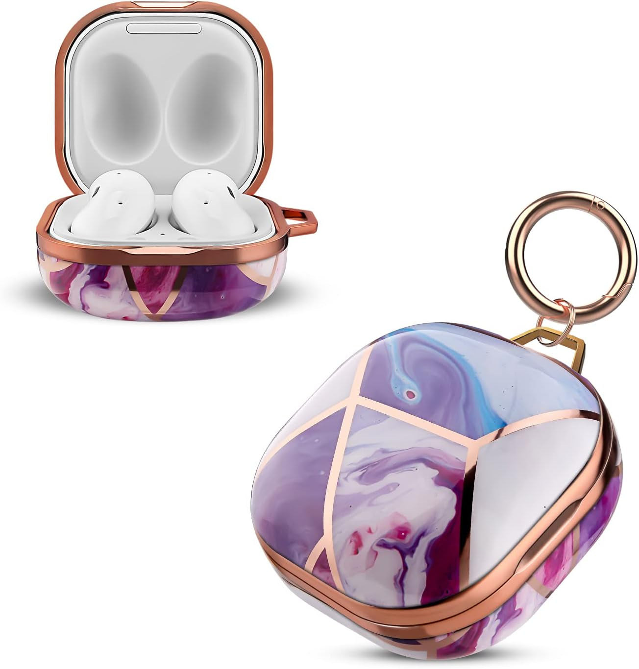 LJFLYXRI for Galaxy Buds 2 Pro Clear Hard PC Case Cover,Tpu Protective Case for Women Girls with Keychain Full Body Protective Cover for Samsung Galaxy Buds 2/Pro/2 Pro/Live Charging Box (Purple)  LJFLYXRI   