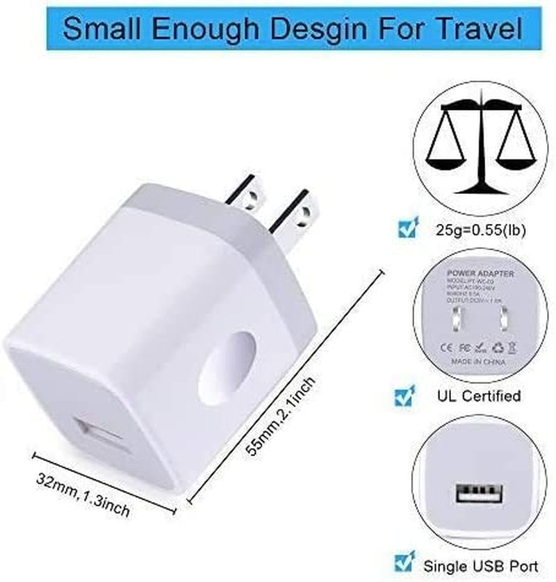 Iphone Wall Charger Adapter USB Charging, 5Pack Single Port USB Wall Plug in Phone Charger Cube Box Head Travel Power Blocks Brick Compatible Iphone SE/X/11 Pro Max, Samsung A20 S10 S9 S7 S6 HTC LG  Niniber   