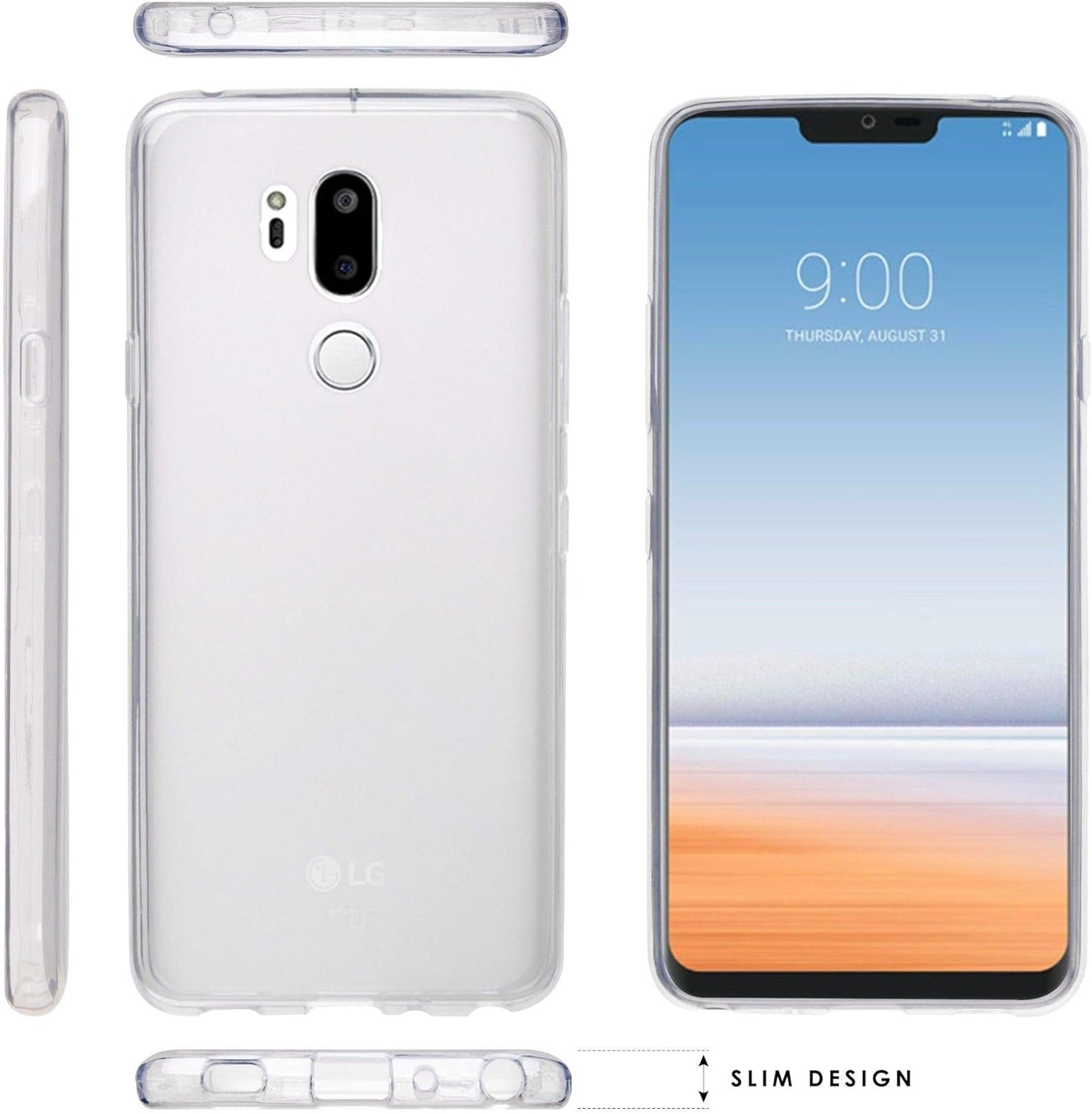 Goldenbeetle GB Flexible TPU Ultra Lightweight Cover [Scratch-Proof] Gel Skin Case Compatible with LG G7 Thinq / G7+ G710 (White Rosy Heart)  GoldenBeetle   