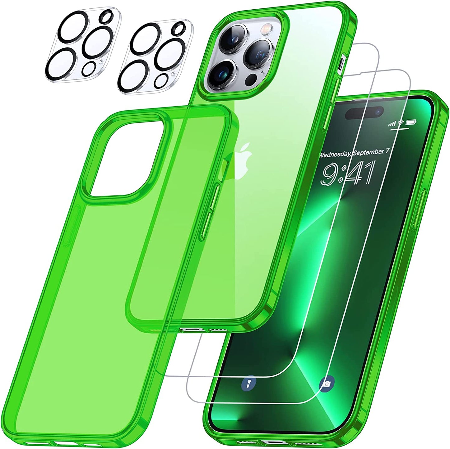 Humixx [5-In-1] Designed for Iphone 14 Pro Case, [10FT Military Shockproof] Slim&Sleek Protective Translucent Matte 2X Tempered Screen Protector + 2X 9H Lens Protector Case for Iphone 14 Pro, Black  Humixx   