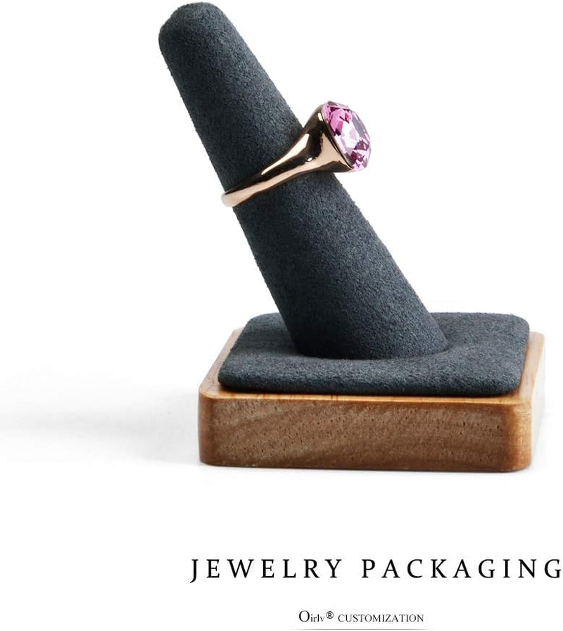 Oirlv Single Finger Wooden Ring Display Stand Jewelry Showcase Display Holder (Grey)  Oirlv   