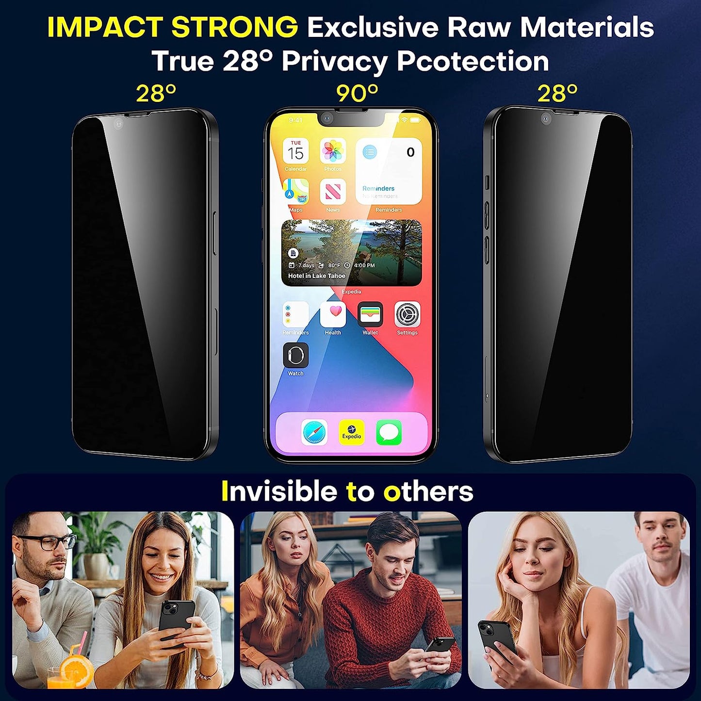 Impactstrong Privacy Glass Screen Protector for Iphone 14 /Iphone 13/13 Pro [6.1 Inch] Anti-Scratch Tempered Glass Screen Protectors with [Easy Install Kit] [9H Hardness], Case Friendly - 2 Pack  ImpactStrong   