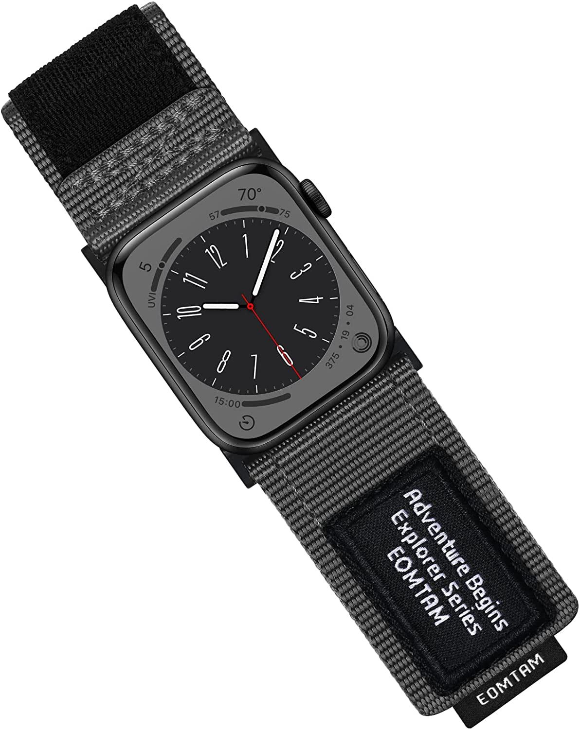 EOMTAM Men Width 30MM Adjustable Nylon Strap for Apple Watch Band Ultra 49Mm 45Mm 44Mm 42Mm 41Mm 40Mm 38Mm, Rugged Sport Soft Woven Wristband for Iwatch Series 8 SE 7 6 5 4 3  EOMTAM Deep Gray Extra Large 42/44/45/49MM 