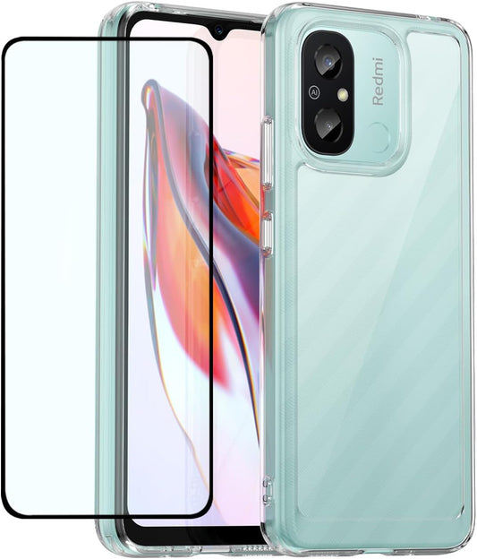 DFTCVBN Phone Case for Redmi 12C Case, Poco C55/Redmi 11A 22120RN86G Case with HD Screen Protector, Soft Bumper with Clear Crystal PC Hard Back Shockproof Cover Cases for Xiaomi Redmi 12C Clear  DFTCVBN   