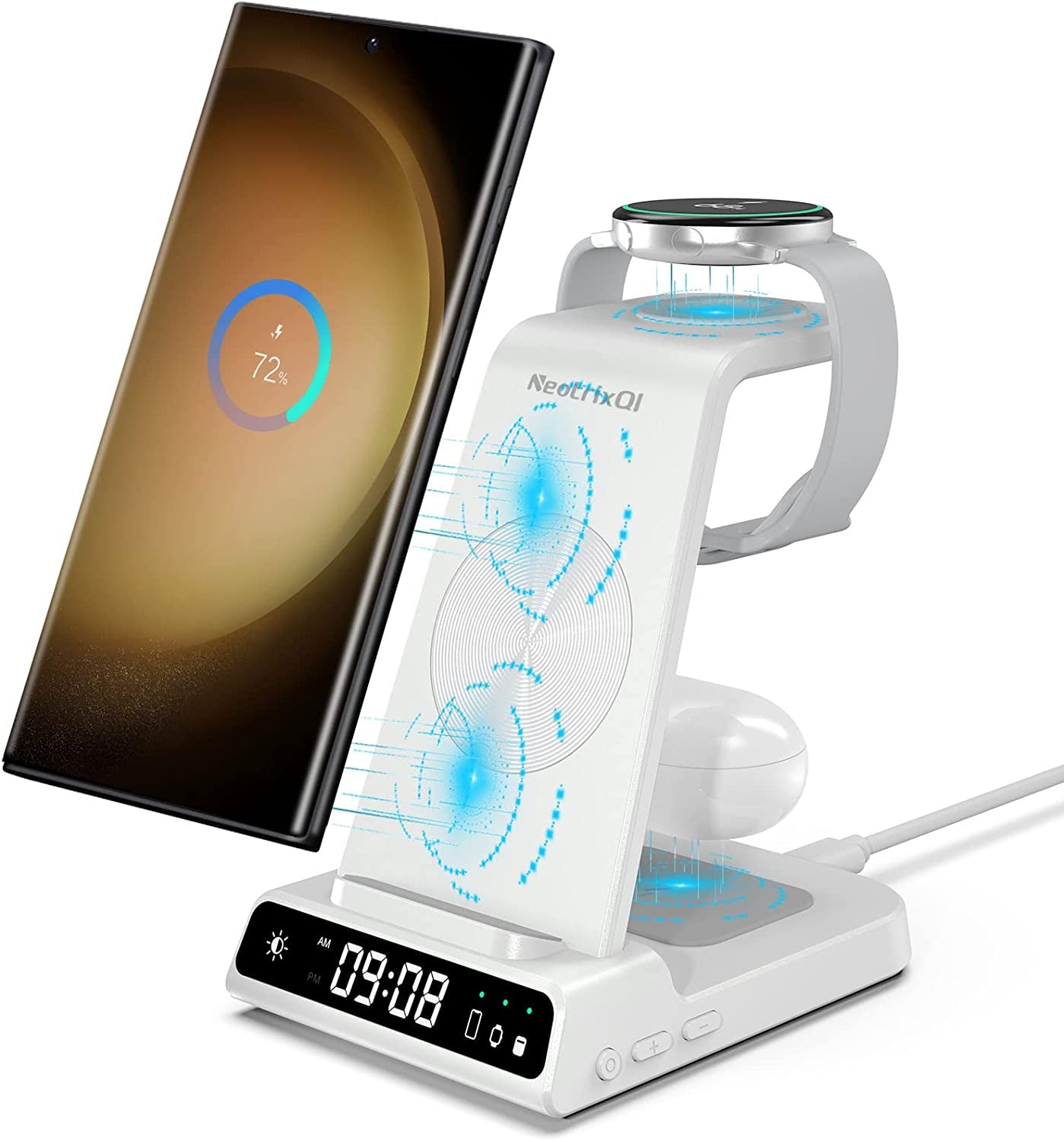 Wireless Charger for Samsung Charging Station, 3 in 1 Android Phone Trio Multiple Devices Charger for Samsung S23 Ultra/Galaxy S22 Ultra/S21/Z Flip/Fold 4/Buds, Charger for Galaxy Watch 5 Pro/4/3  Shenzhen Xuanfeng Innovation Technology Co., Ltd. White  
