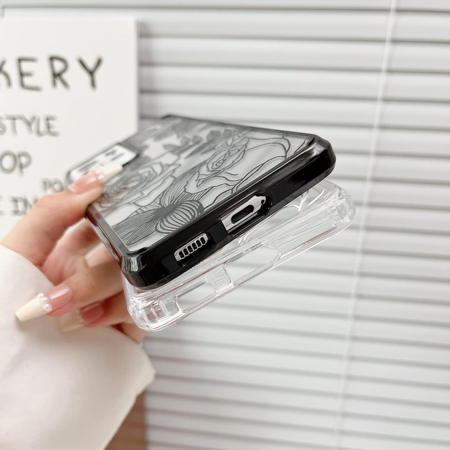 XIZYO for Samsung Galaxy S21 Ultra Case Floral Rose Phone Case Cute Aesthetic Phone Case for Women Girls Clear Back Cover Pattern Slim Anti-Yellow Shockproof TPU Bumper Case, Black  XIZYO   