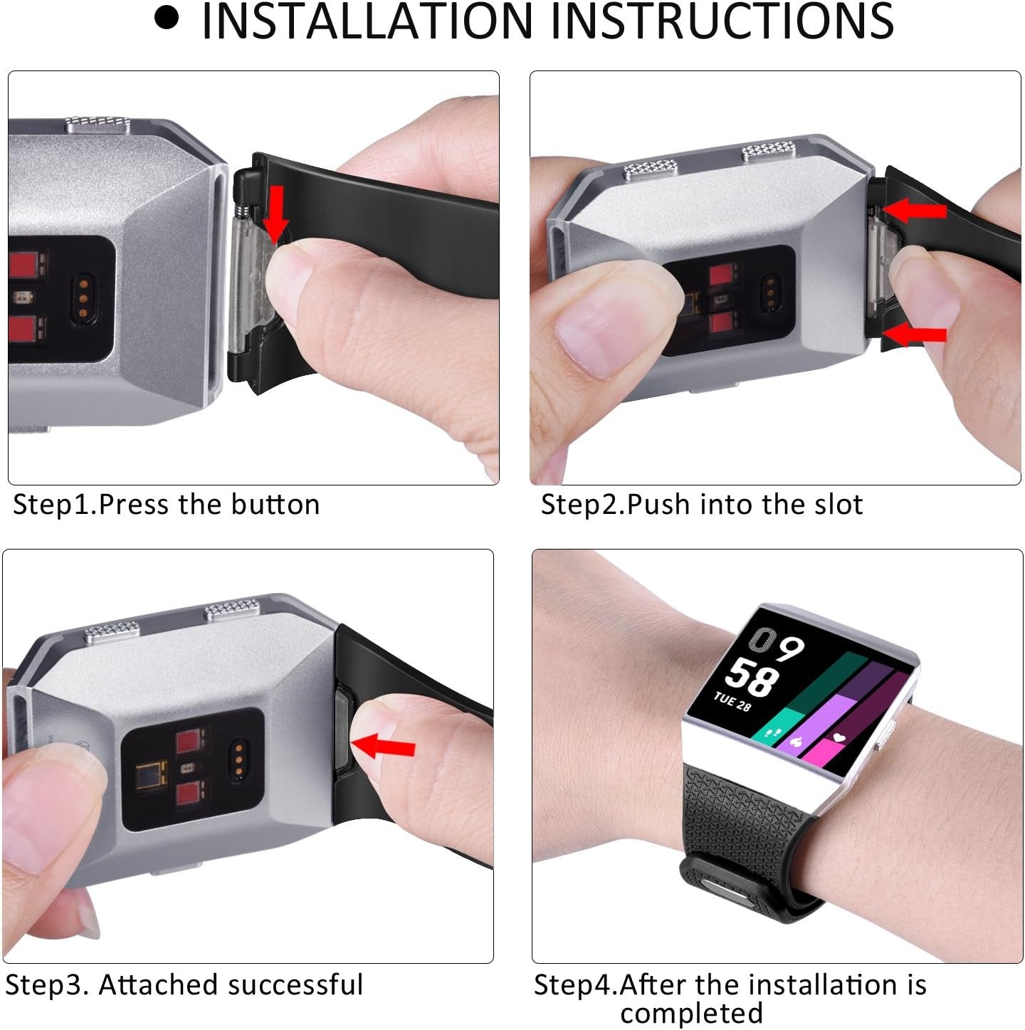 6 Pack Sport Bands Compatible with Fitbit Ionic Bands for Women Men, Replacement Soft Silicone Wristbands Rose Gold, Silver, Gold, Black, Gray, Slate, Small  Tobfit   