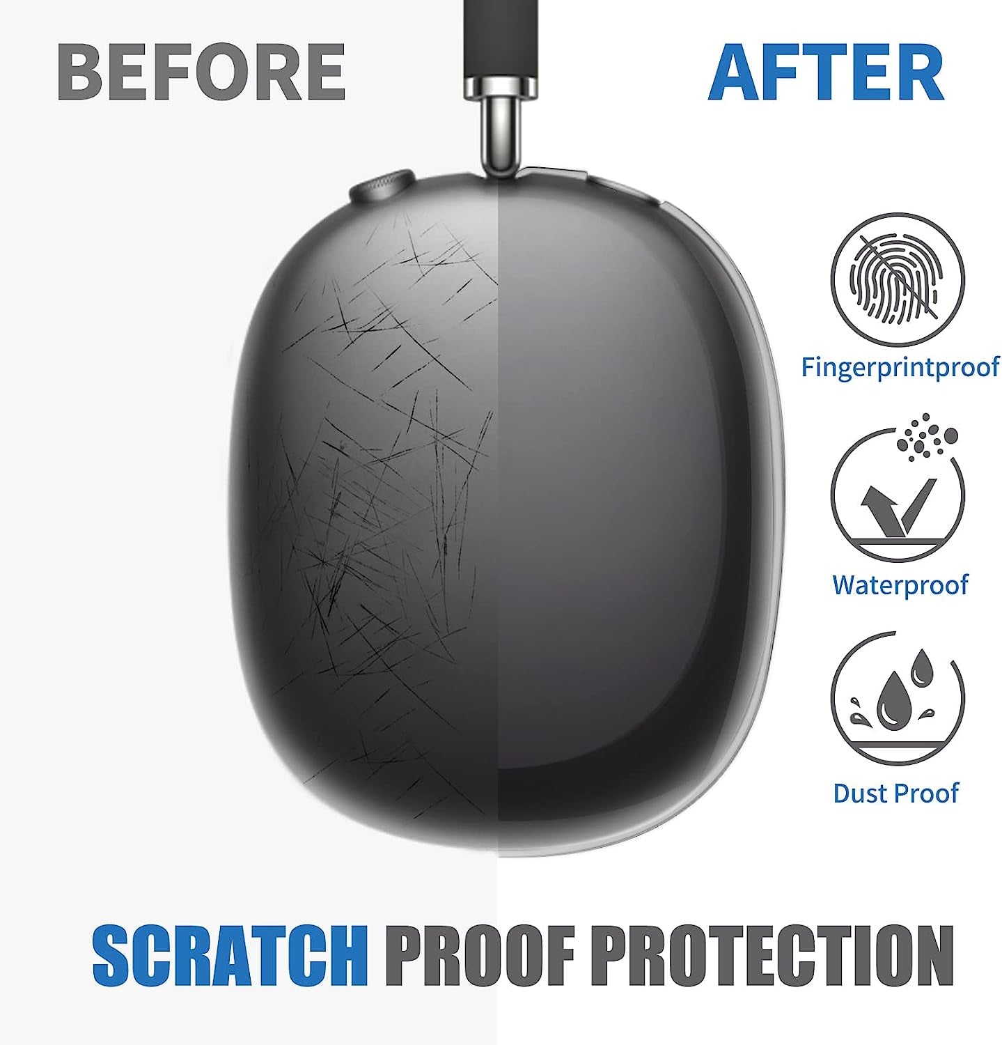 KOREDA for Airpod Max Case, Clear Soft TPU Anti-Scratch Protective Case Cover, No Yellowing Transparent Accessories for Apple Airpods Max (Clear Black)  KOREDA   