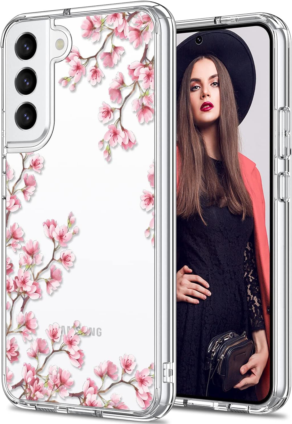 ICEDIO for Samsung Galaxy S22 Case,Slim Fit Crystal Clear Cover with Fashionable Designs for Girls Women,Durable Rugged Protective Phone Case for Samsung Galaxy S22 6.1" Cute Flower Garden  ICEDIO Nice Florals  