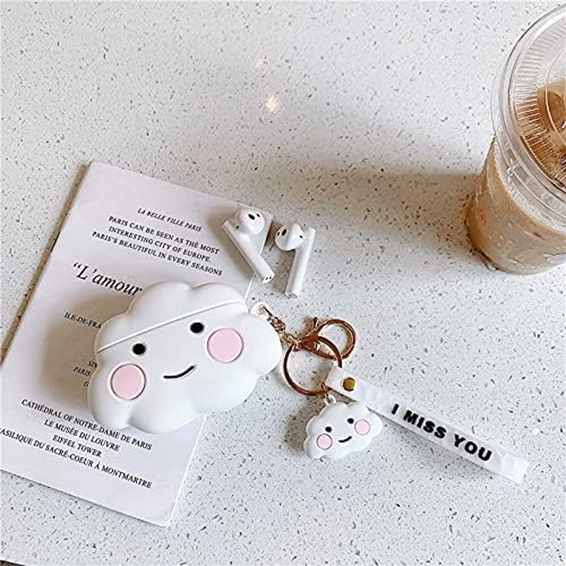Comfyart for Beats Studio Buds Cute Cloud with Lanyard Silicone Earphone Sleeve Shockproof Waterproof Protective Earphone Cover Case, White  Generic   