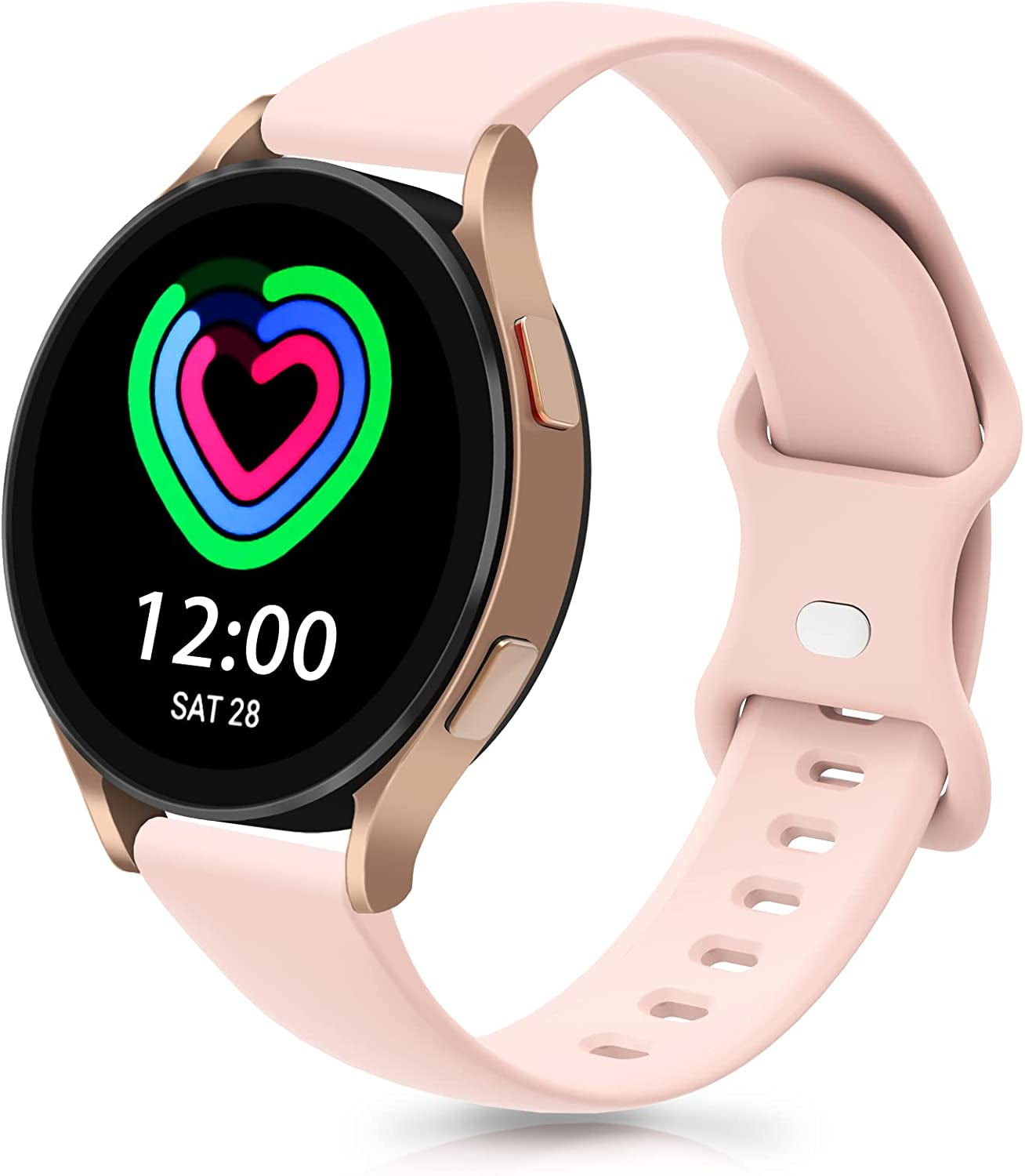 20Mm Watch Bands Compatible with Samsung Galaxy Watch 4/Classic Band 40Mm 42Mm 44Mm 46Mm, Watch Active 2 40Mm 44Mm/Watch 3 41Mm, Soft Silicone Breathable Bands Elastic Replacement Galaxy Strap  KingofKings 4-Pink Sand 20MM 